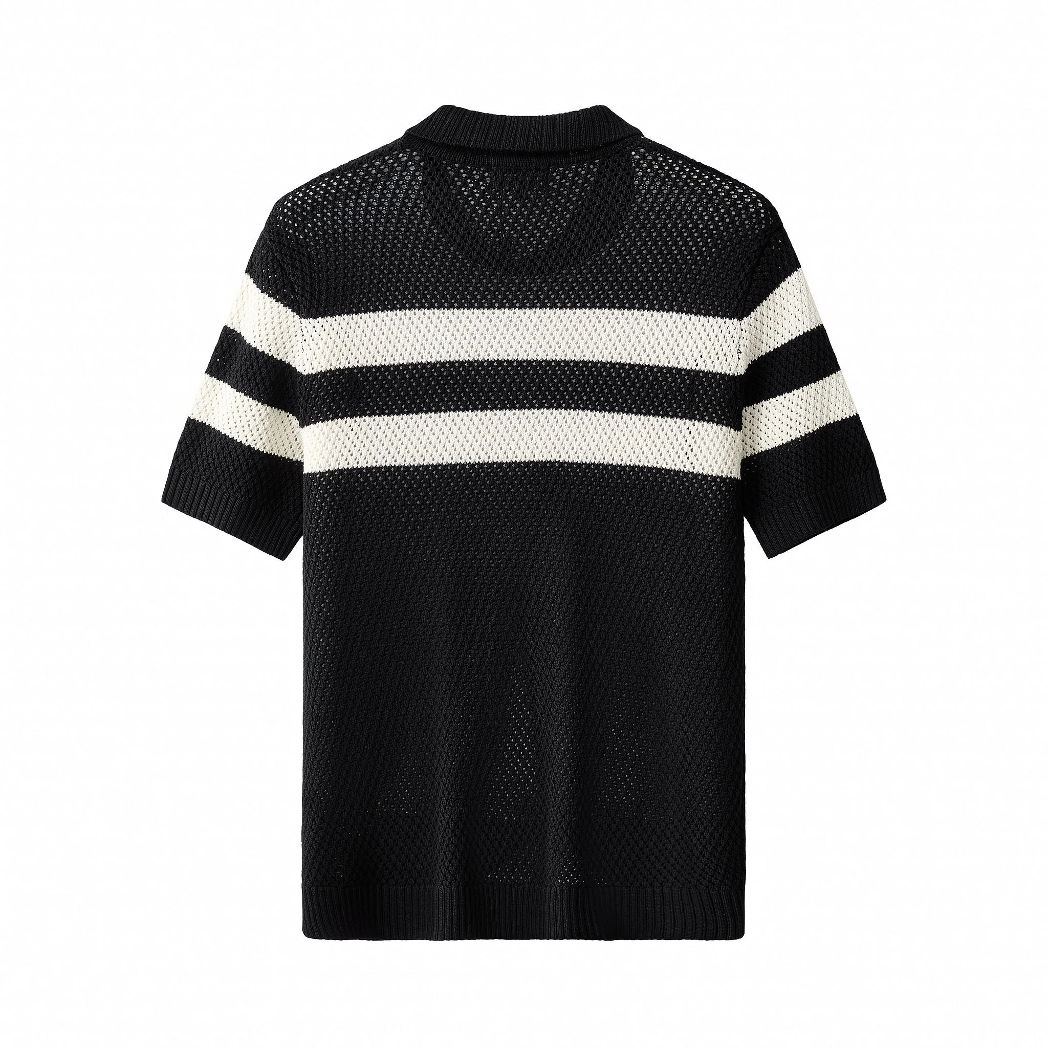 Marina Stripe Knit SS Shirt BLACK - Image 2