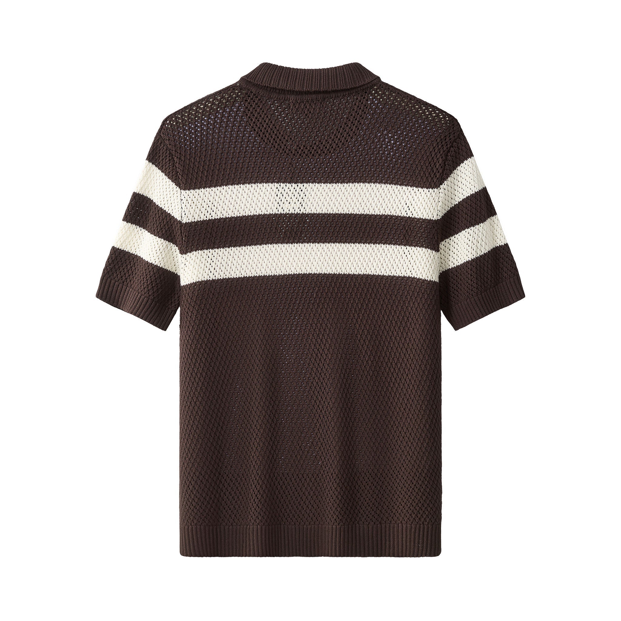 Marina Stripe Knit SS Shirt COFFEE - Image 3