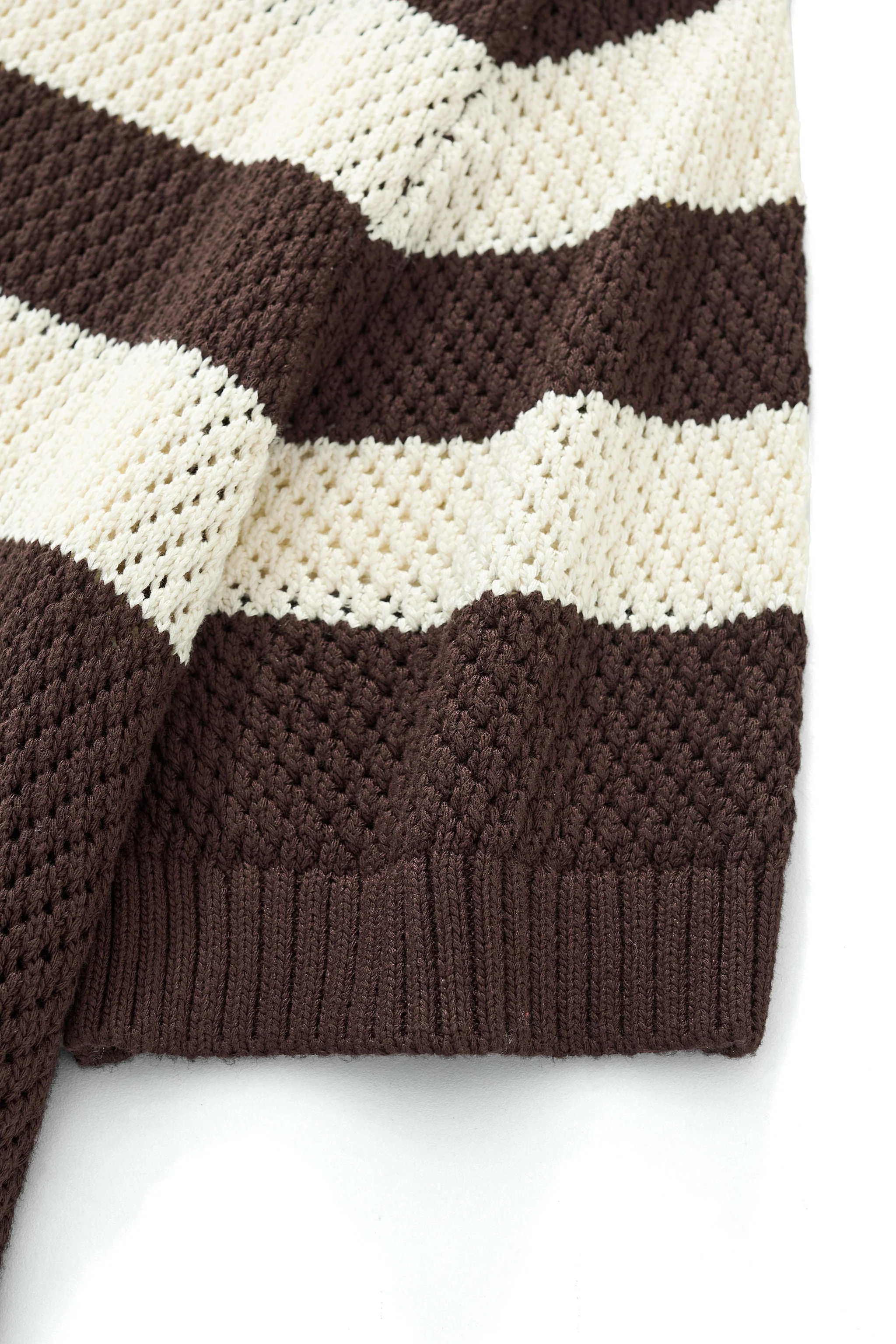 Marina Stripe Knit SS Shirt COFFEE - Image 6