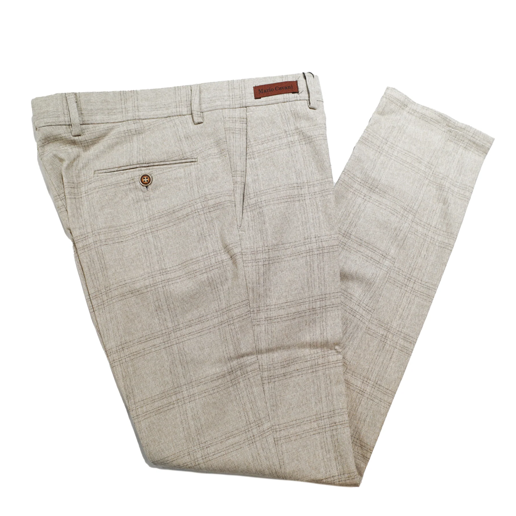 Mario Cavani Beige Plaid Dress Pants - Image 2