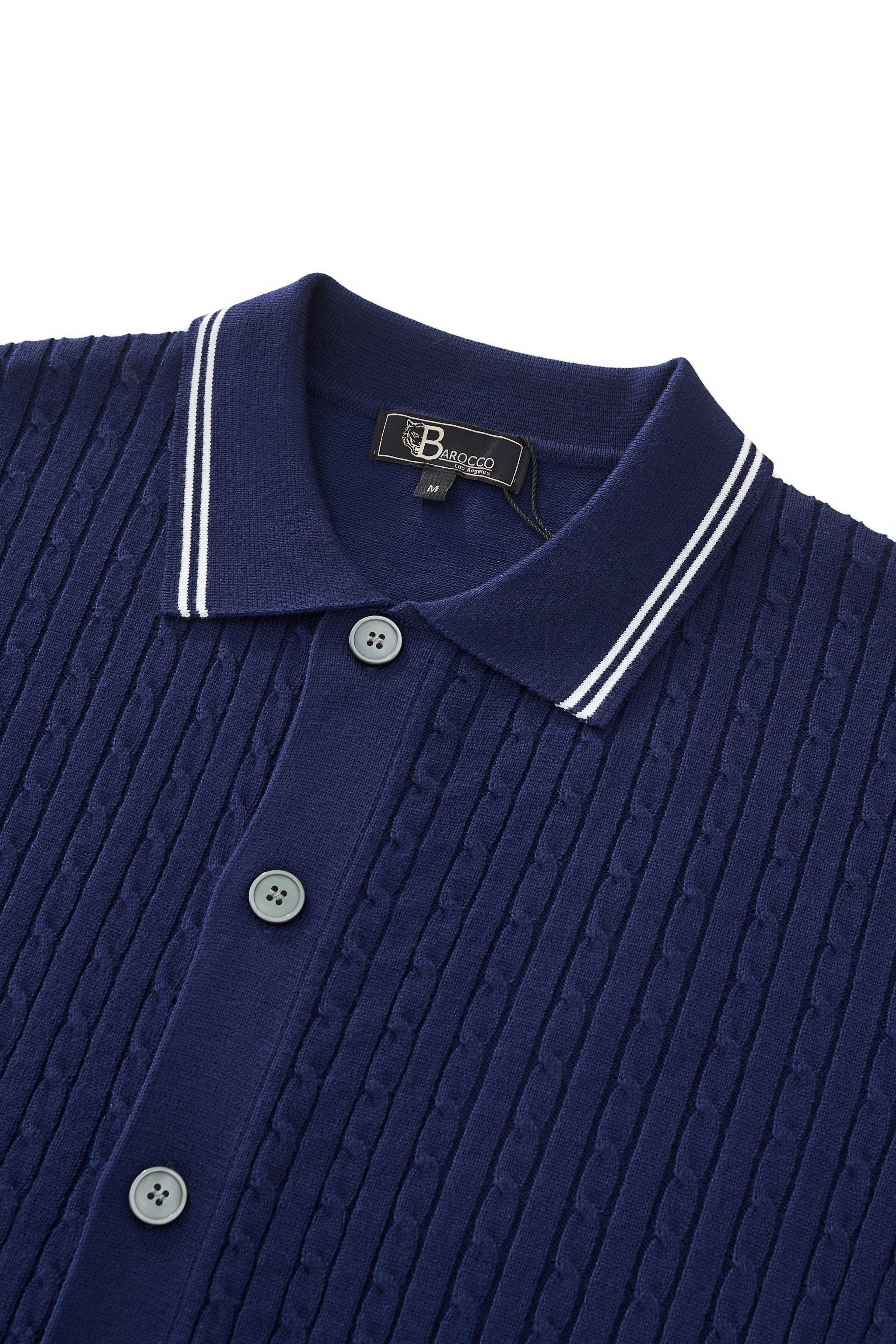 Marquee Cable Knit Cardigan LS NAVY - Image 4