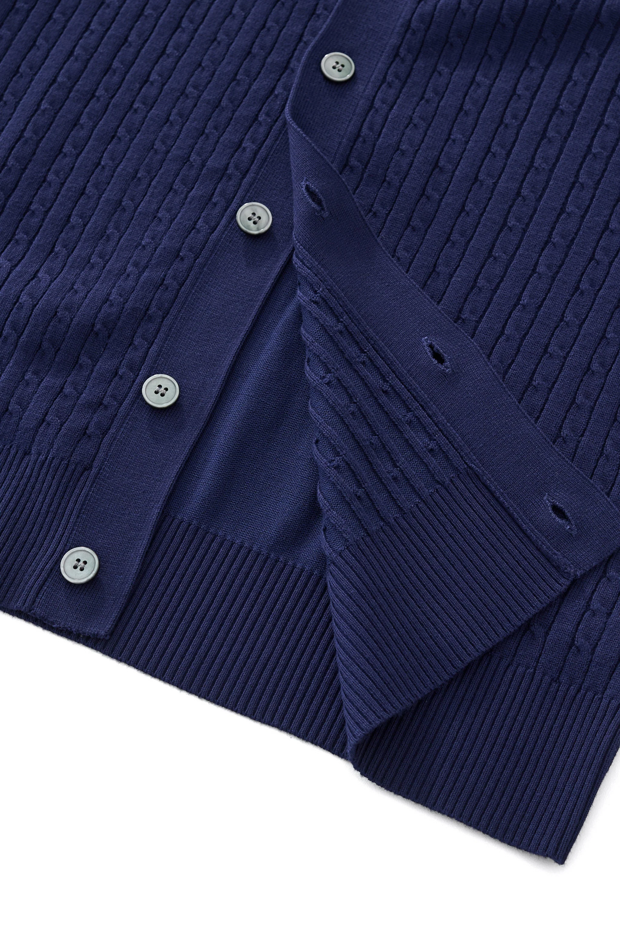 Marquee Cable Knit Cardigan LS NAVY - Image 8