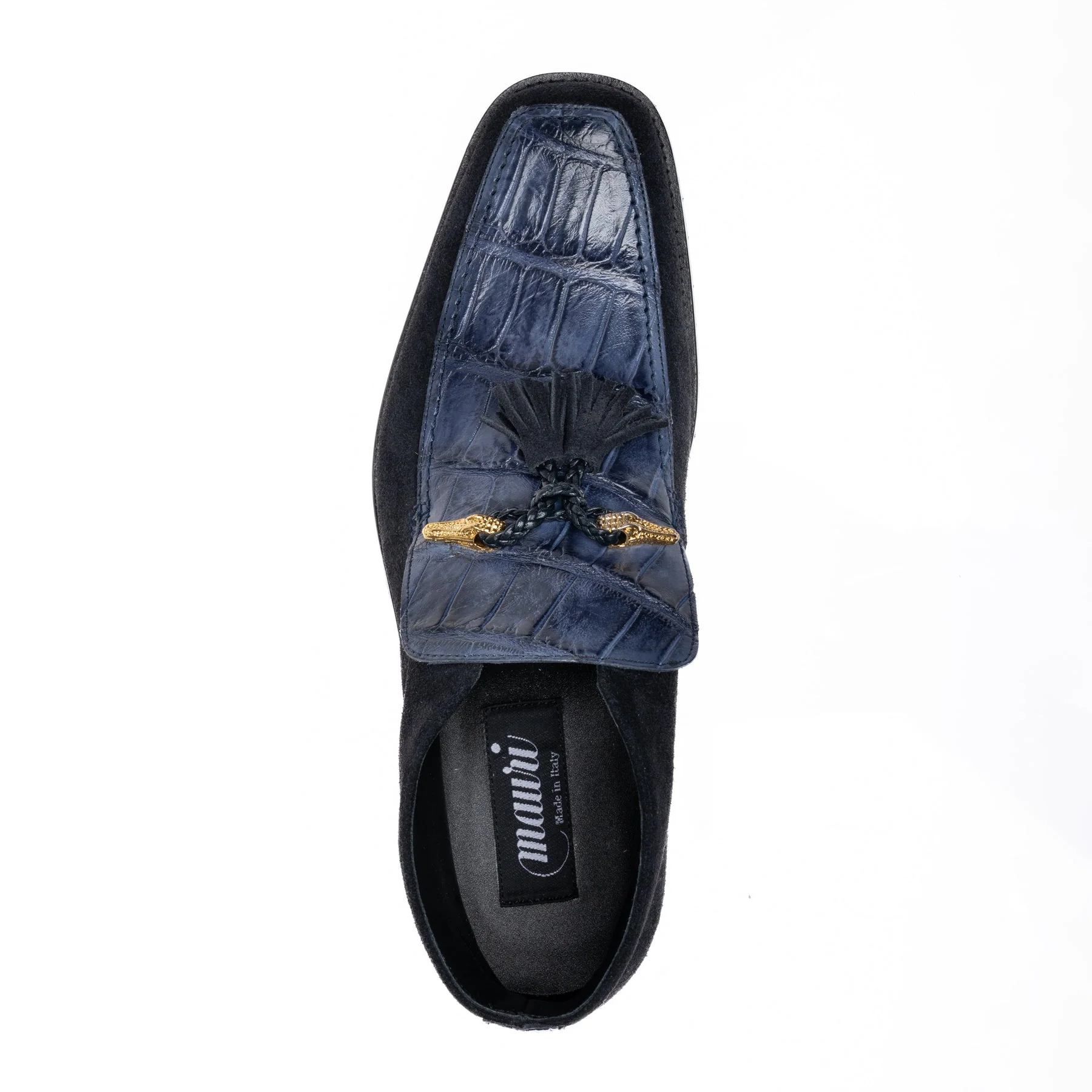 Mauri 3045/4 Suede / Alligator Hand Painted Slip On Ankle Boots Wonder Blue - Image 3