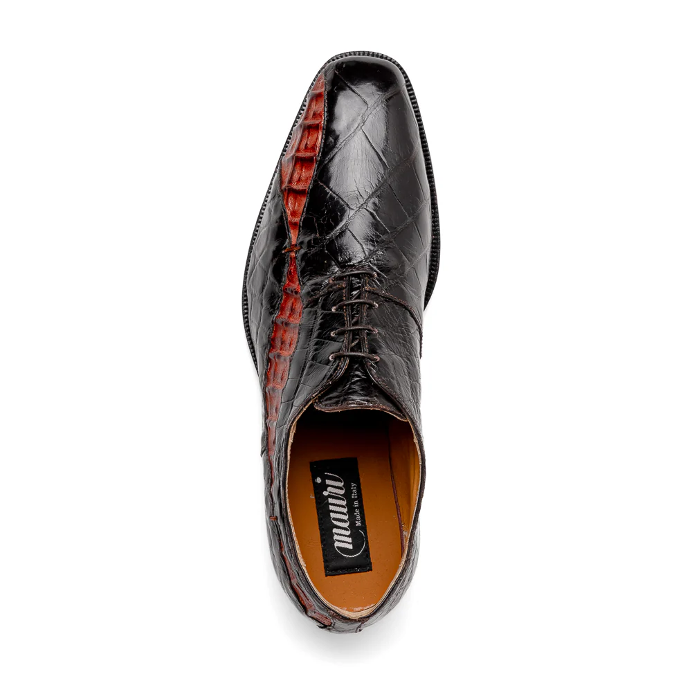 Mauri 3227 Alligator / Hornback Oxford Shoes Dark Brown/ Gold - Image 3