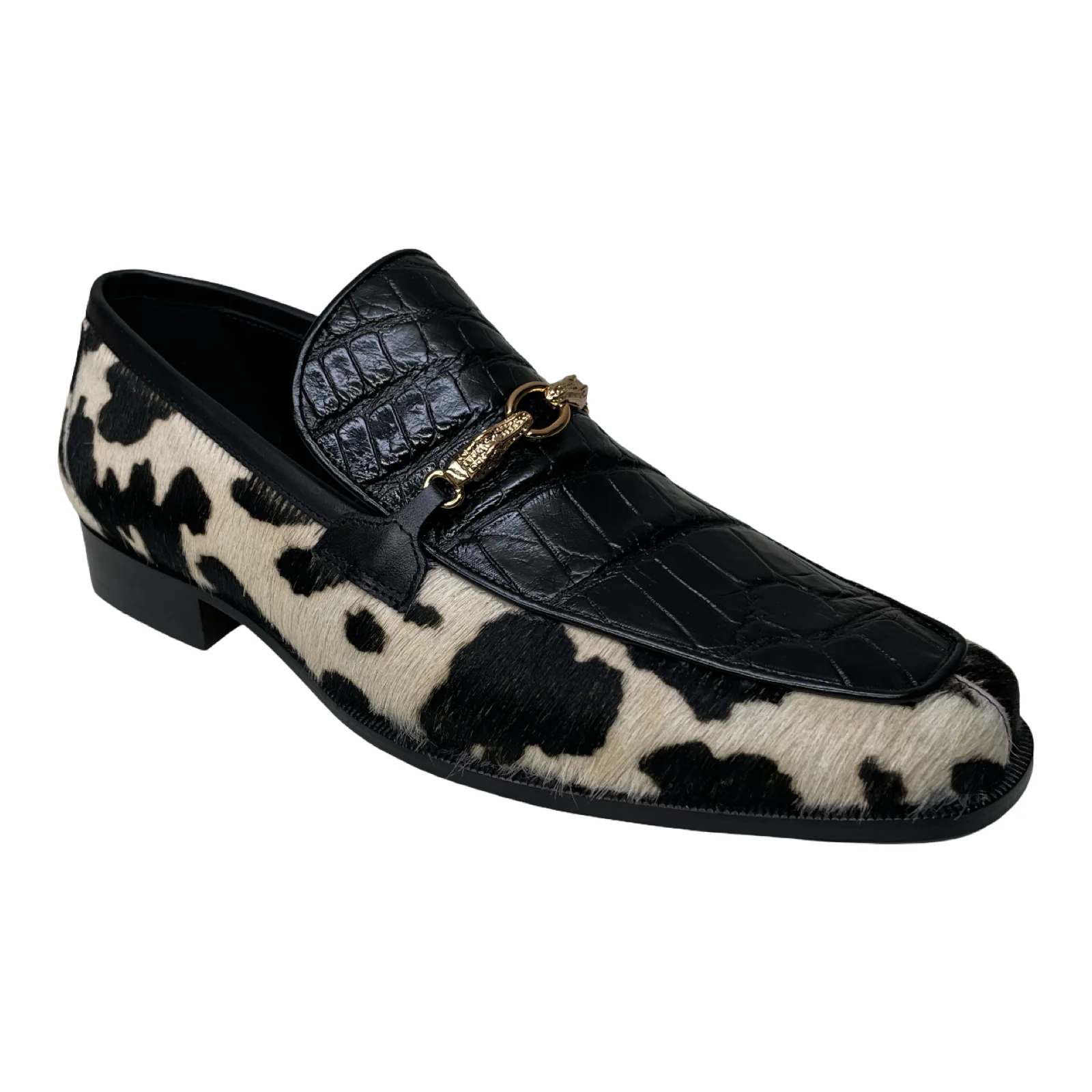 Mauri 4294/5 Alligator & Pony Hair Bit Loafers - Black - Image 2