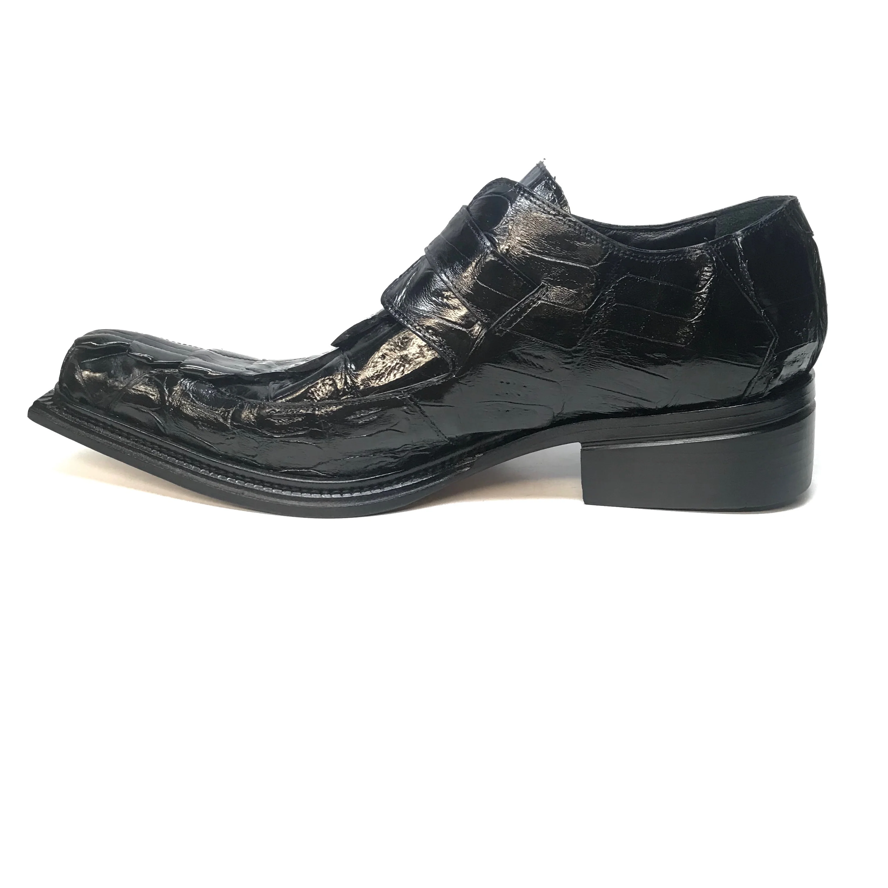 Mauri 44192 Black Piermarini Crocodile & Hornback Monk Strap - Image 4