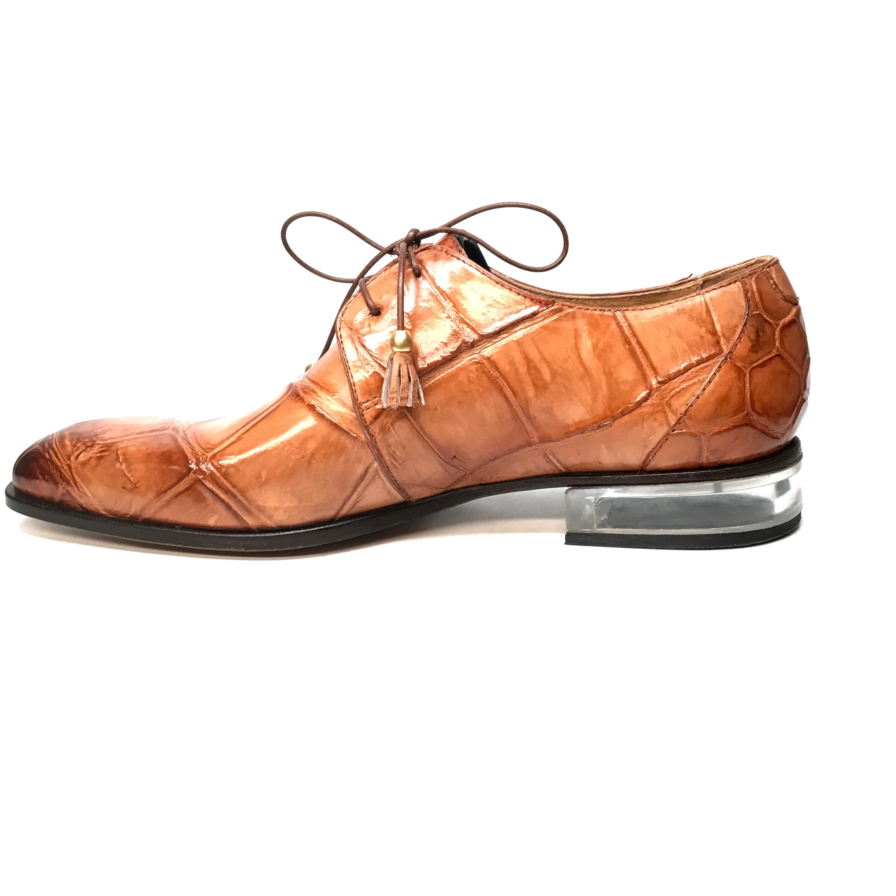 Mauri 4851 Cognac Alligator Body Lace Up Dress Shoes - Image 4