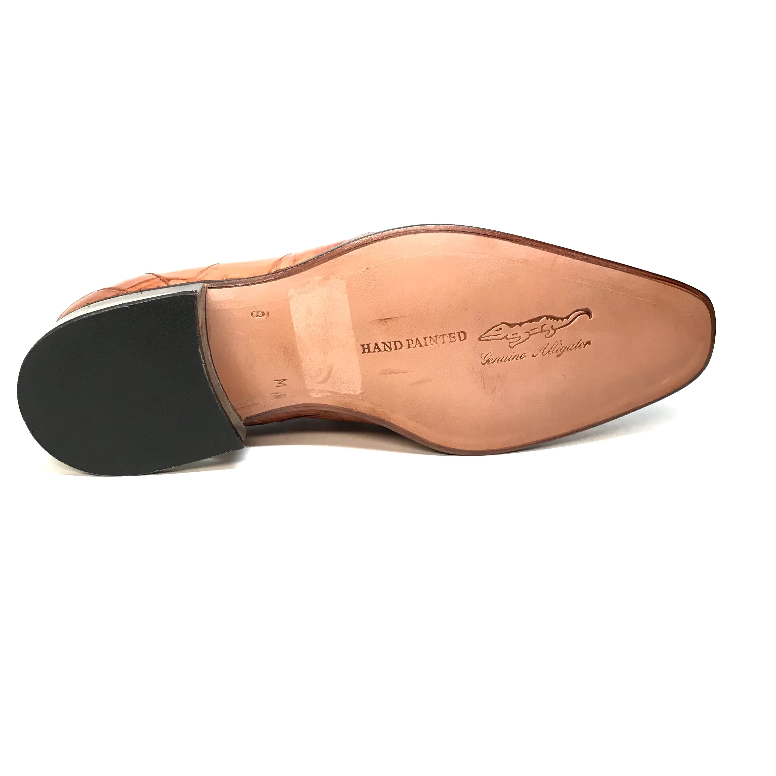 Mauri 4851 Cognac Alligator Body Lace Up Dress Shoes - Image 6