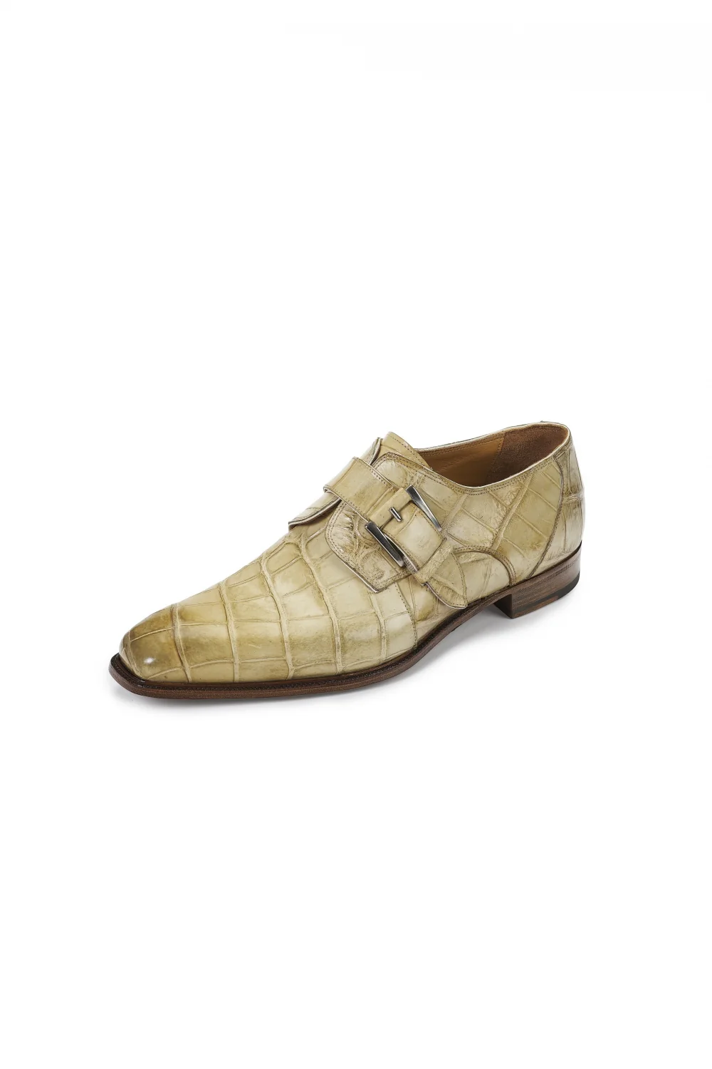 Mauri 4853 Agogna Bone Alligator Body Monk Strap Dress Shoes - Image 2