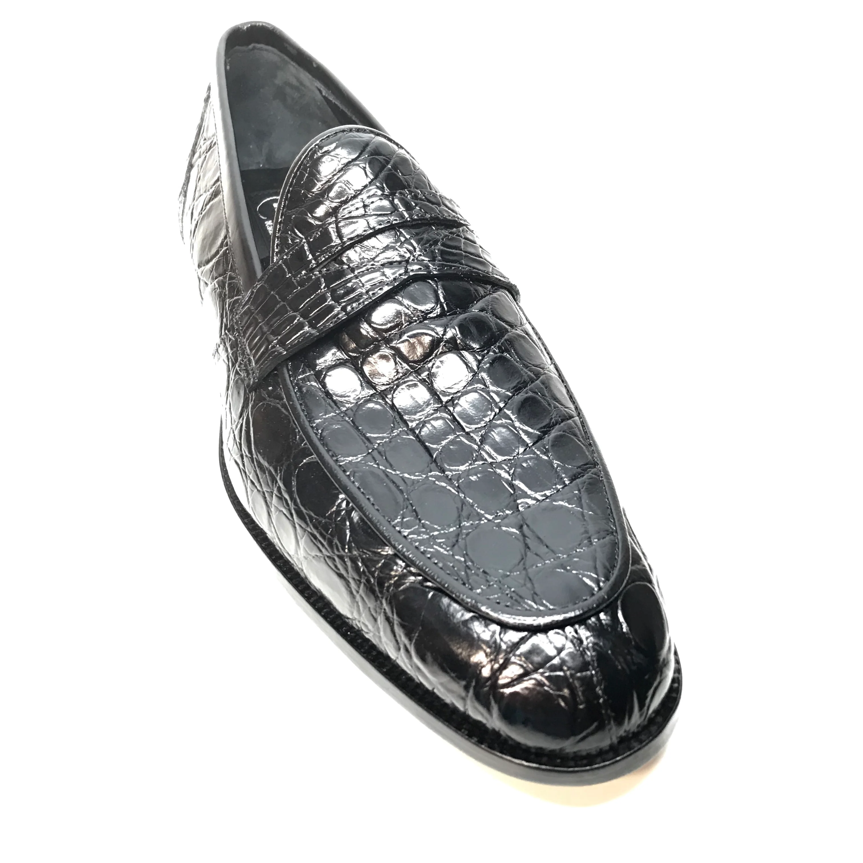 Mauri 4862 Black Alligator Belly Penny Loafers - Image 3