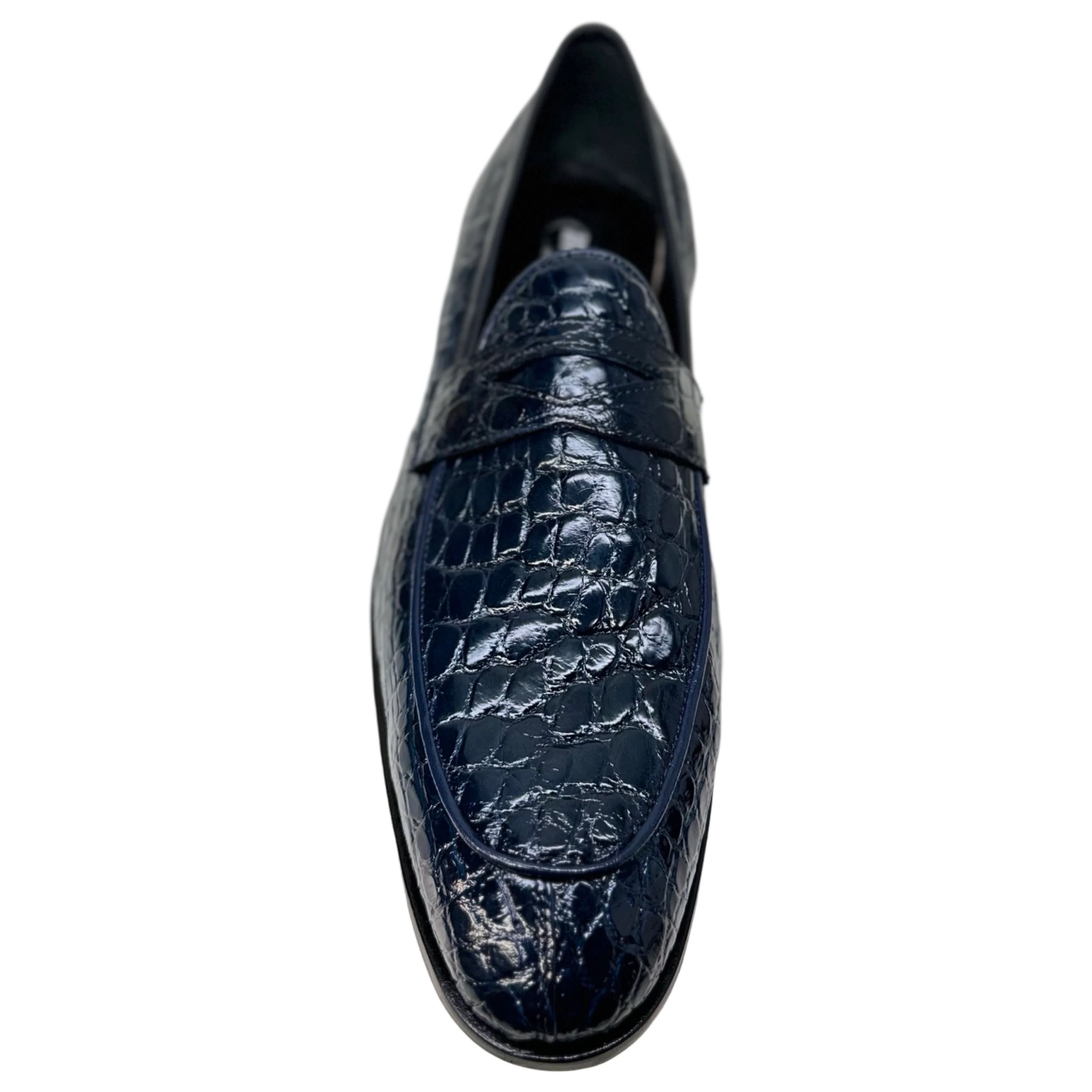 Mauri 4862 Navy Alligator Belly Penny Loafers - Image 2