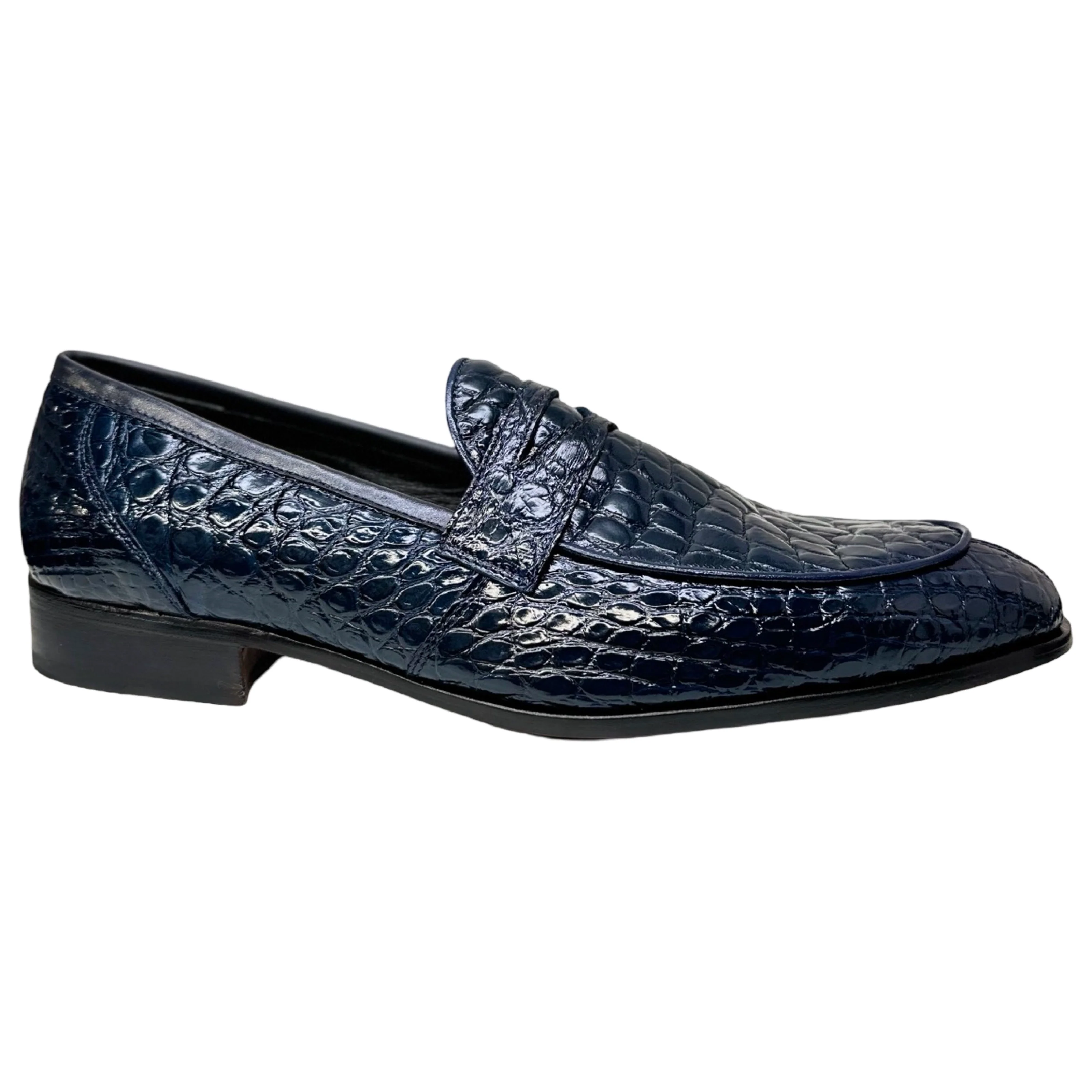 Mauri 4862 Navy Alligator Belly Penny Loafers - Image 3
