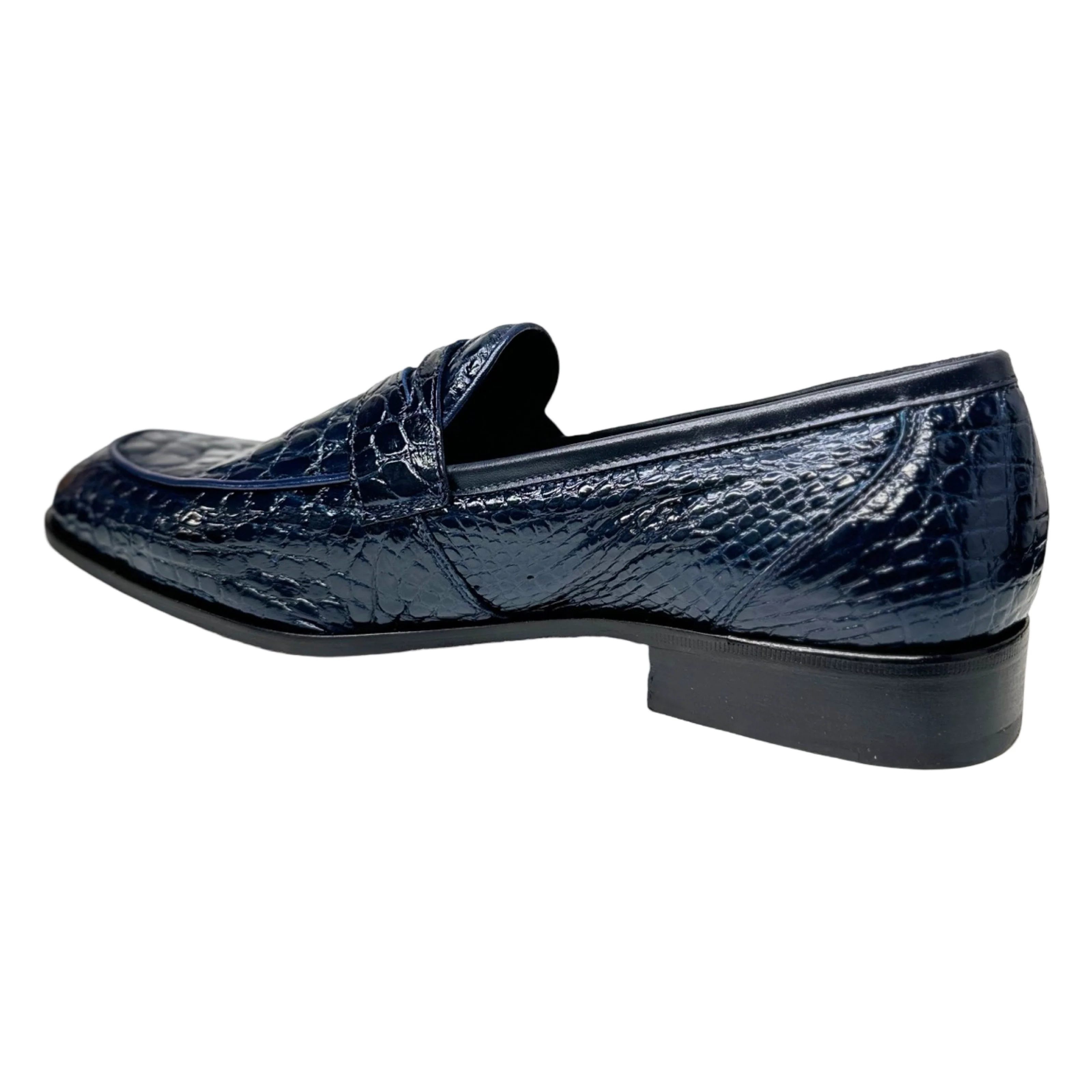 Mauri 4862 Navy Alligator Belly Penny Loafers - Image 4