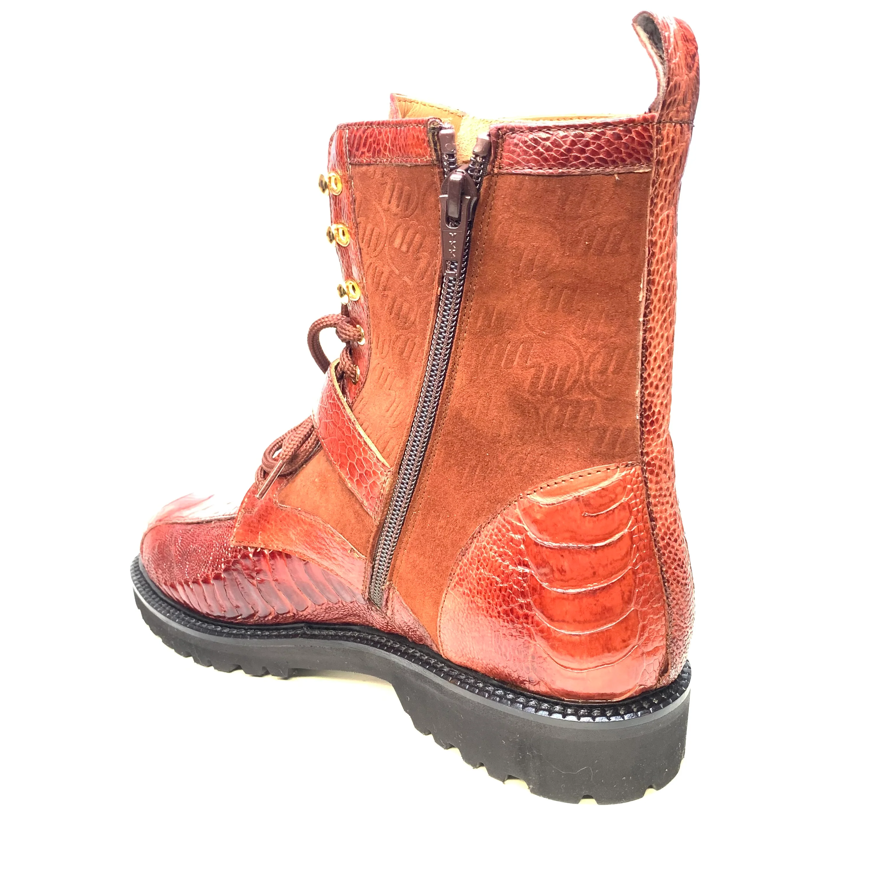 Mauri 4997 Soldier Ostrich Leg & Suede Embossed Boots/ Gold - Image 4