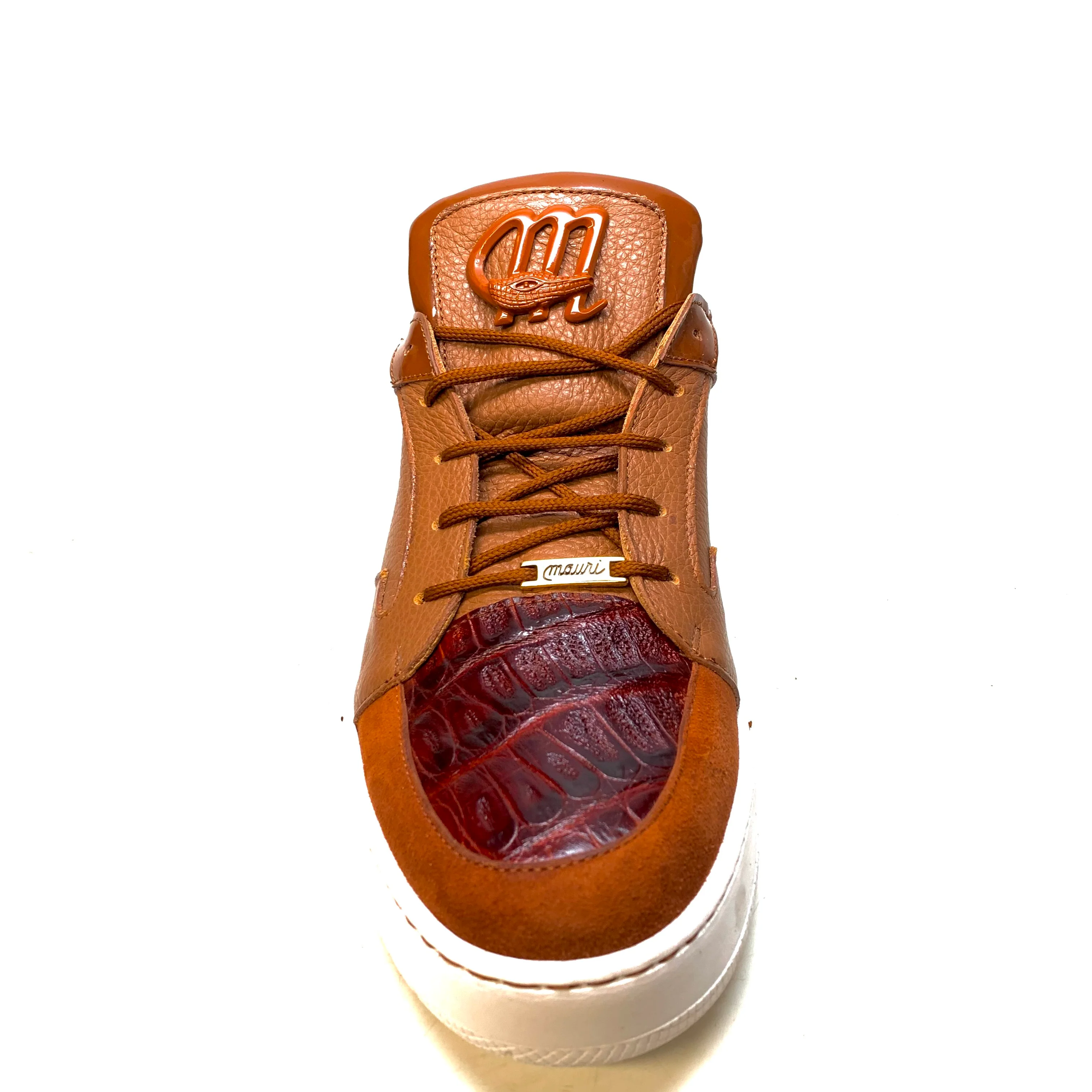 Mauri '8412' Two Tone Brown Alligator/Suede/Patent Leather Low Top Sneakers - Image 6