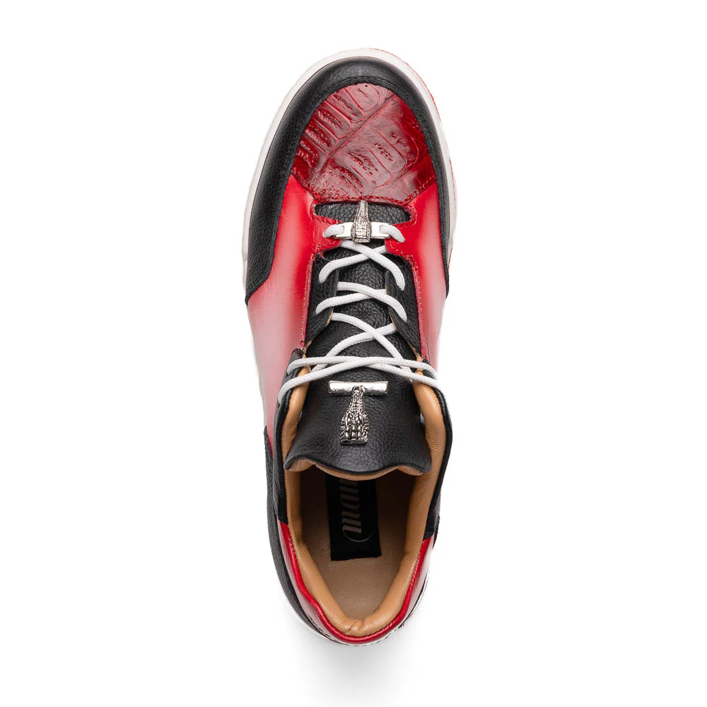 Mauri 8423 Ghost White / Dirty Red Baby Crocodile & Nappa Sneakers - Image 3