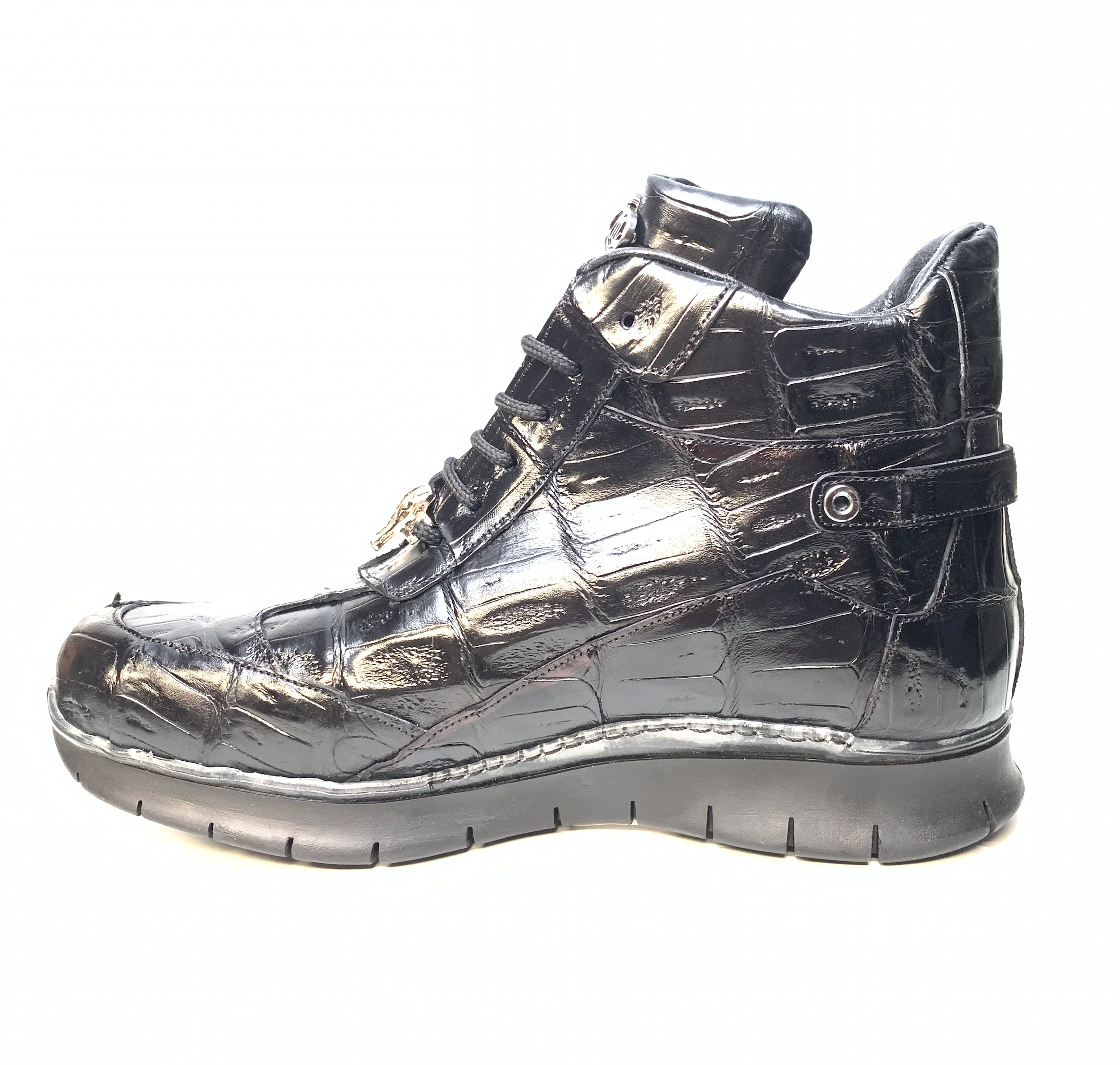 Mauri 8567 Black Crocodile Hightop Sneakers - Image 4