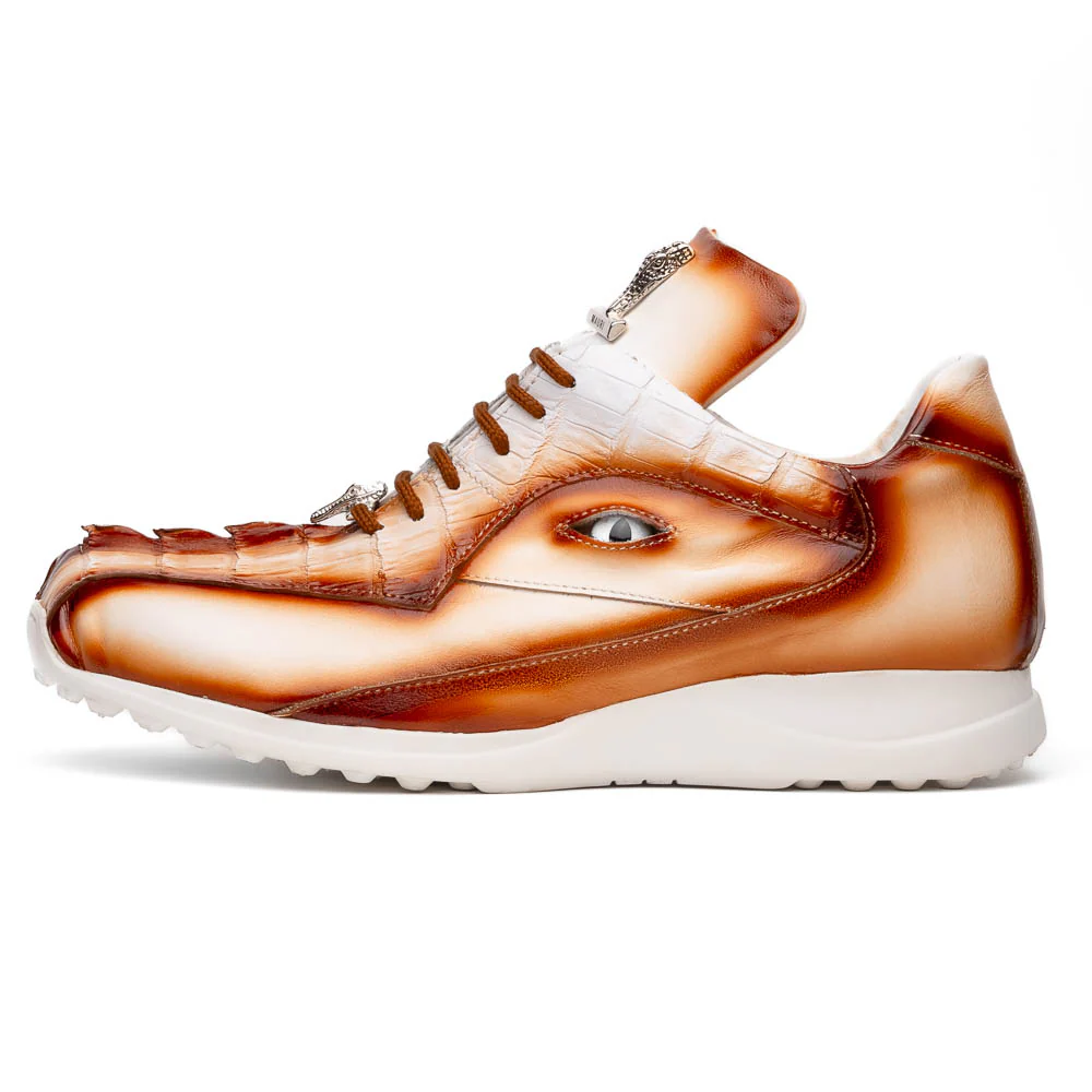 Mauri 8596/4 White / Dirty Cognac Hazard Hornback & Nappa Sneaker - Image 2
