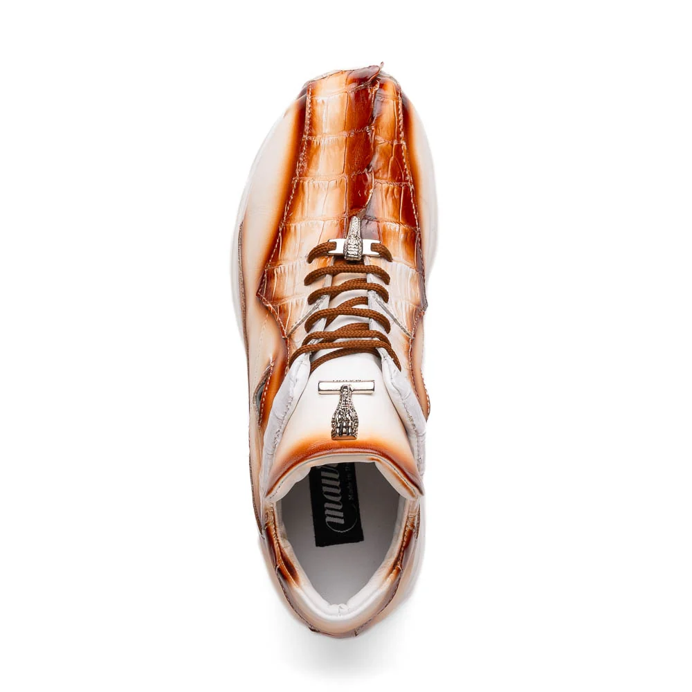 Mauri 8596/4 White / Dirty Cognac Hazard Hornback & Nappa Sneaker - Image 3