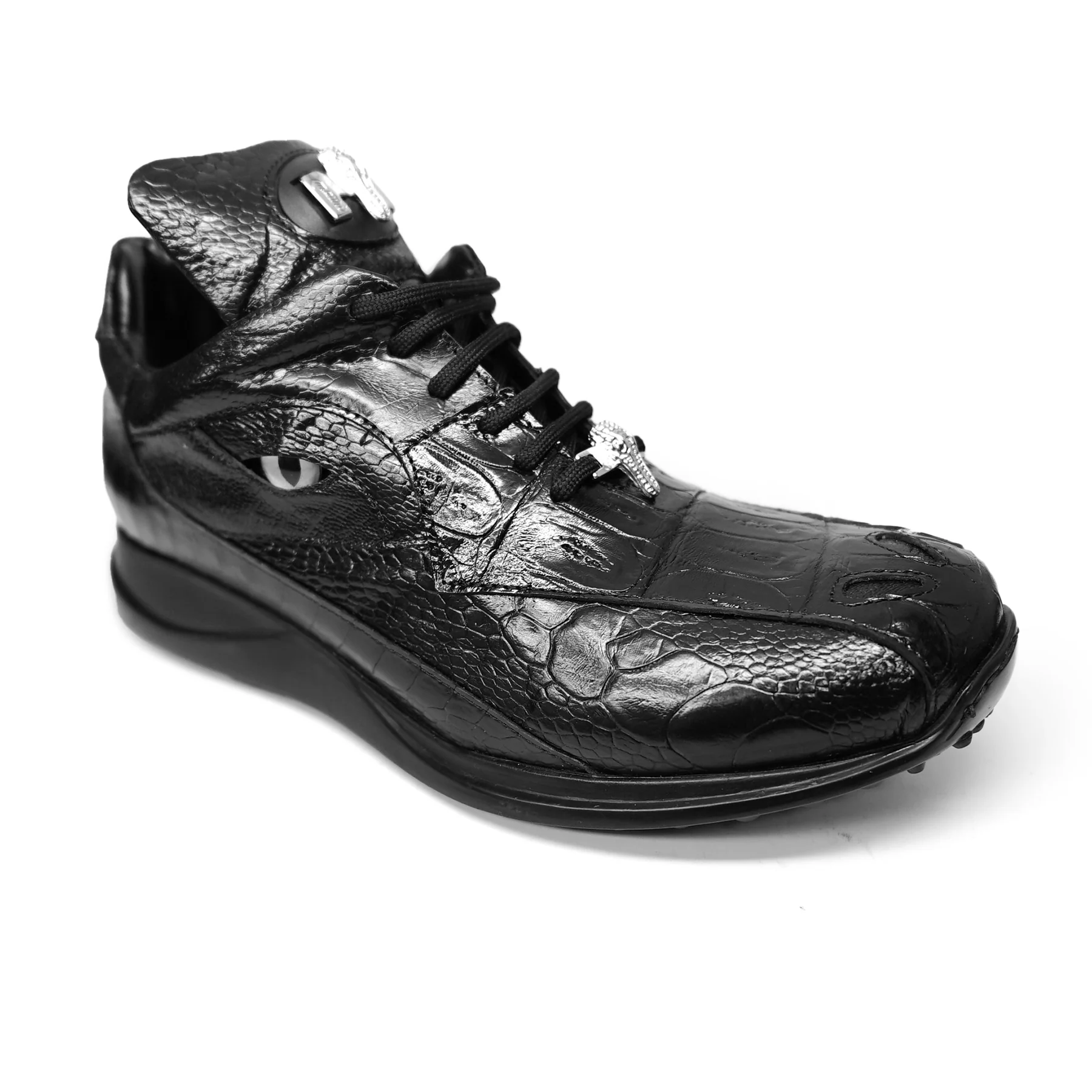 Mauri 8596 Black Hornback Alligator Sneakers