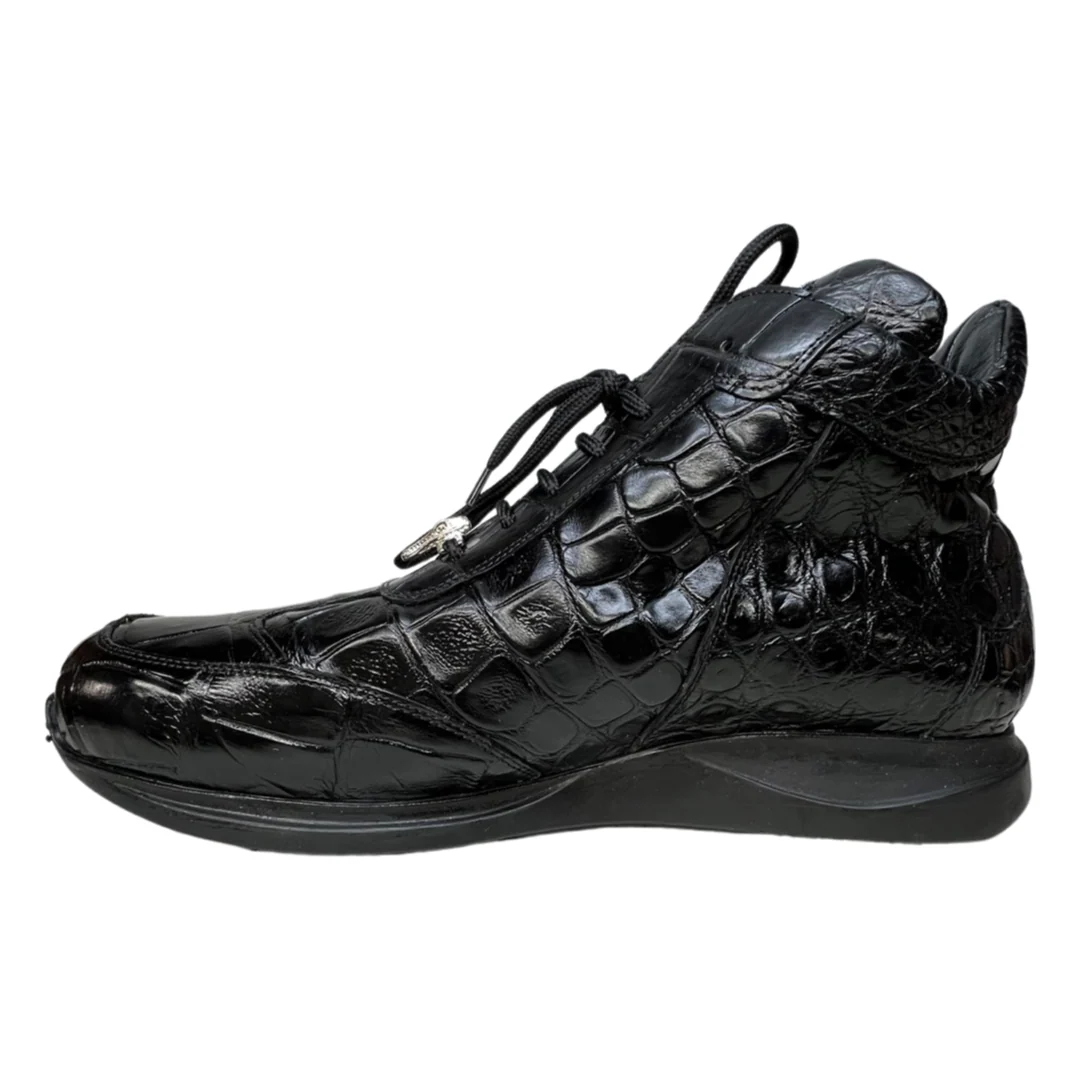 Mauri 8611 Black Hi-top All-Over Alligator Lace Up Sneakers - Image 2