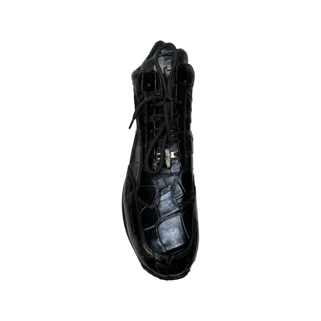 Mauri 8611 Black Hi-top All-Over Alligator Lace Up Sneakers - Image 5