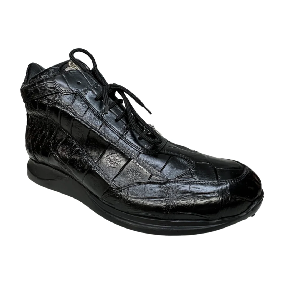 Mauri 8611 Black Hi-top All-Over Alligator Lace Up Sneakers - Image 6