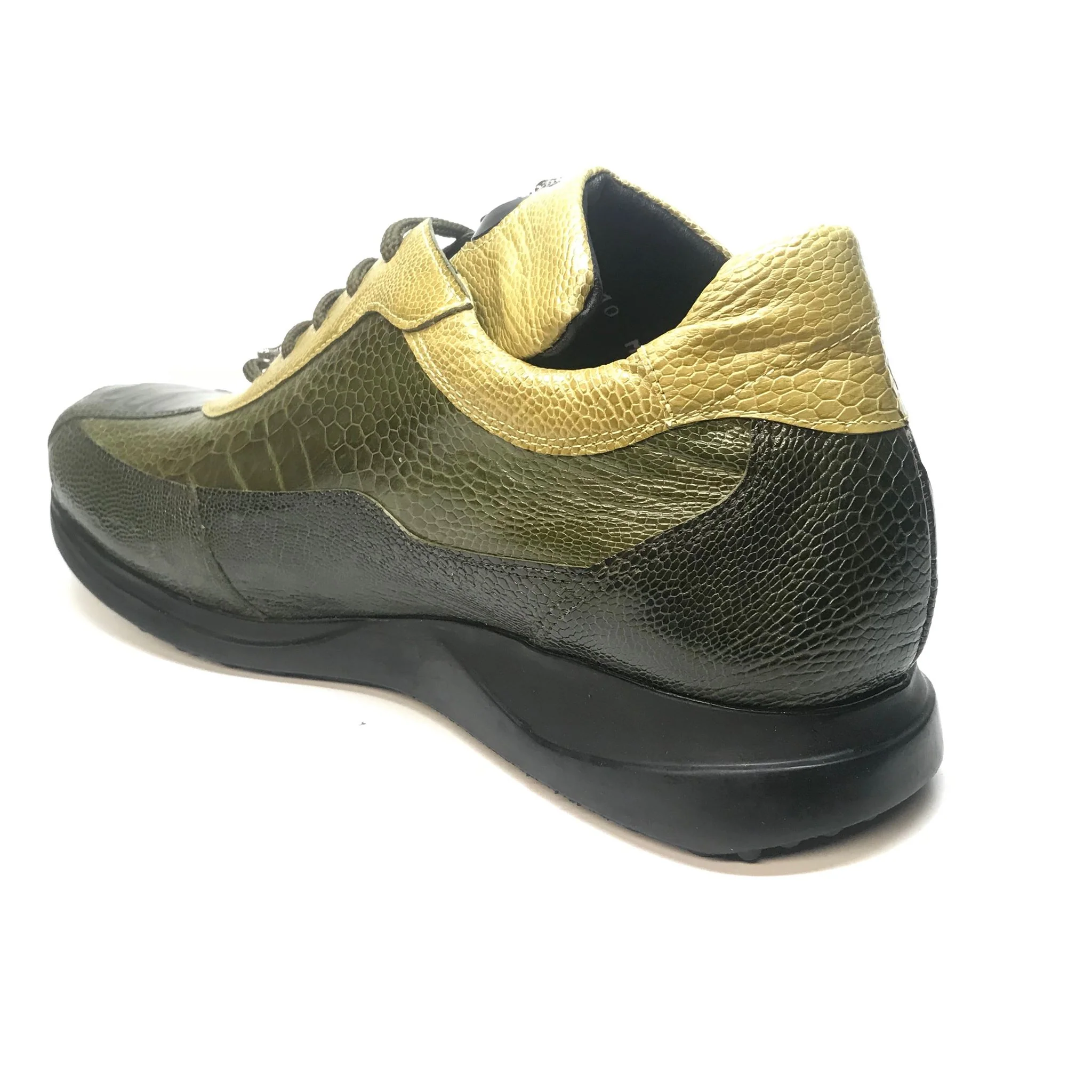 Mauri 8727 Money Green Three tone Ostrich Leg Sneakers - Image 3