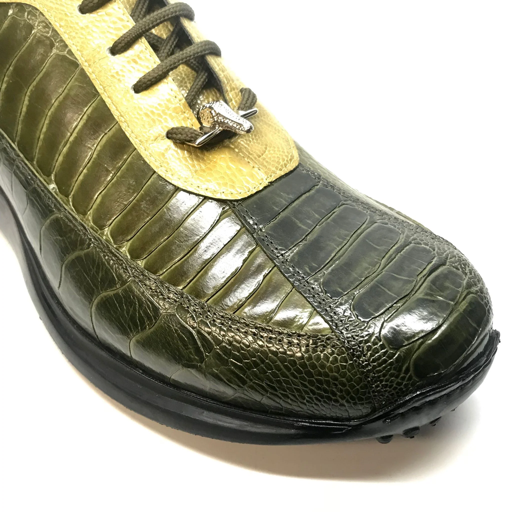 Mauri 8727 Money Green Three tone Ostrich Leg Sneakers - Image 5