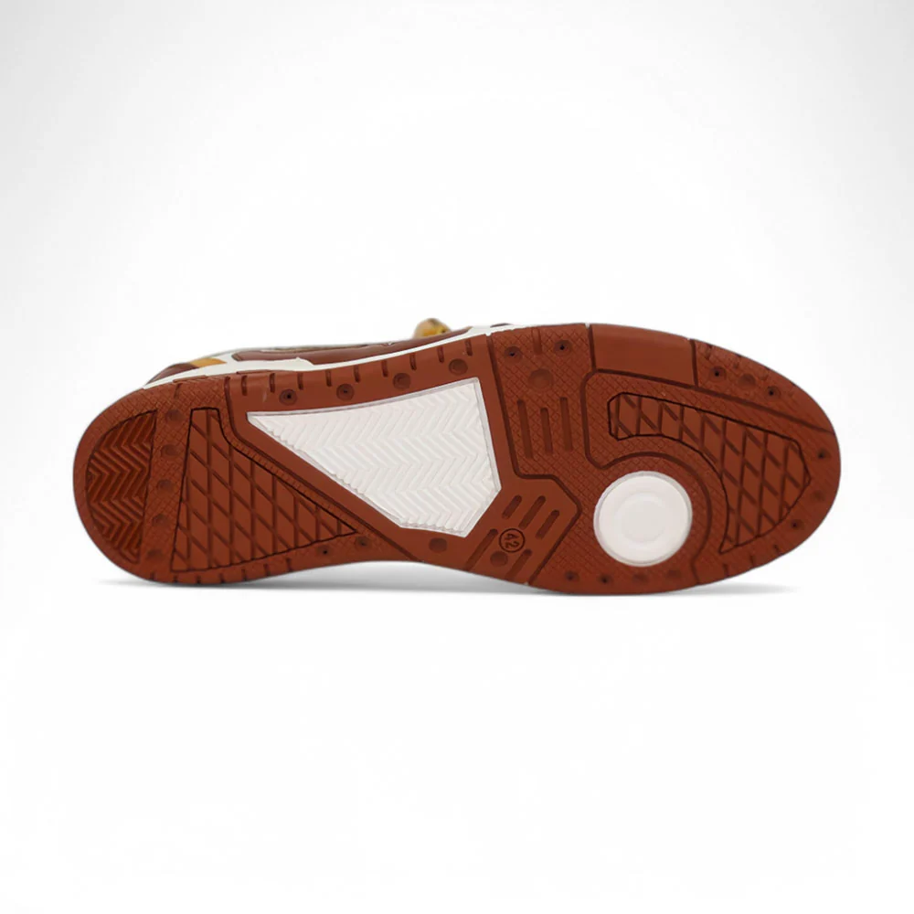 Mauri Abstract 8435 Gold/Toffee/White/Beige Nappa/Baby Crocodile/Double M Fabric Sneakers - Image 3
