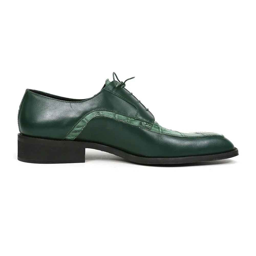 Mauri Arsenal 4642/9 Hunter Green Calfskin/Alligator Dress Shoes - Image 4