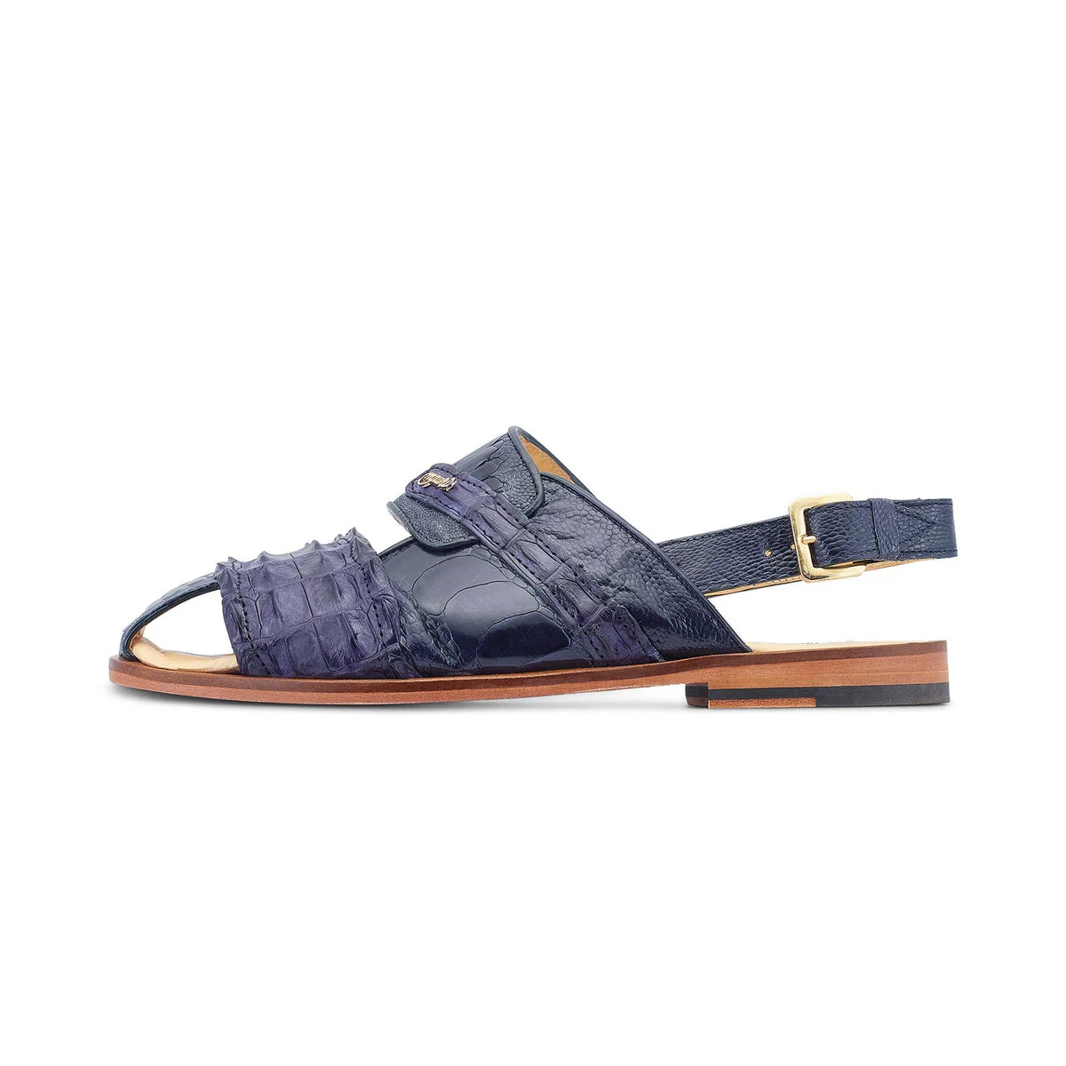 Mauri Bali 5171 Men's Shoes Wonder Blue Exotic Ostrich / Hornback Sandals - Image 3