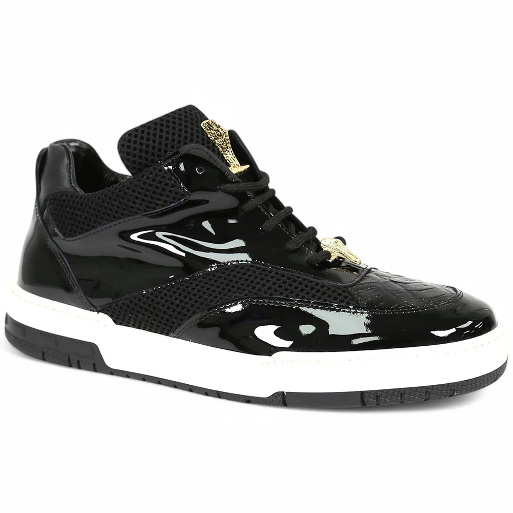 Mauri Breeze 8498/1 Black Patent/Baby Crocodile/Mesh Fabric/Nappa Sneakers