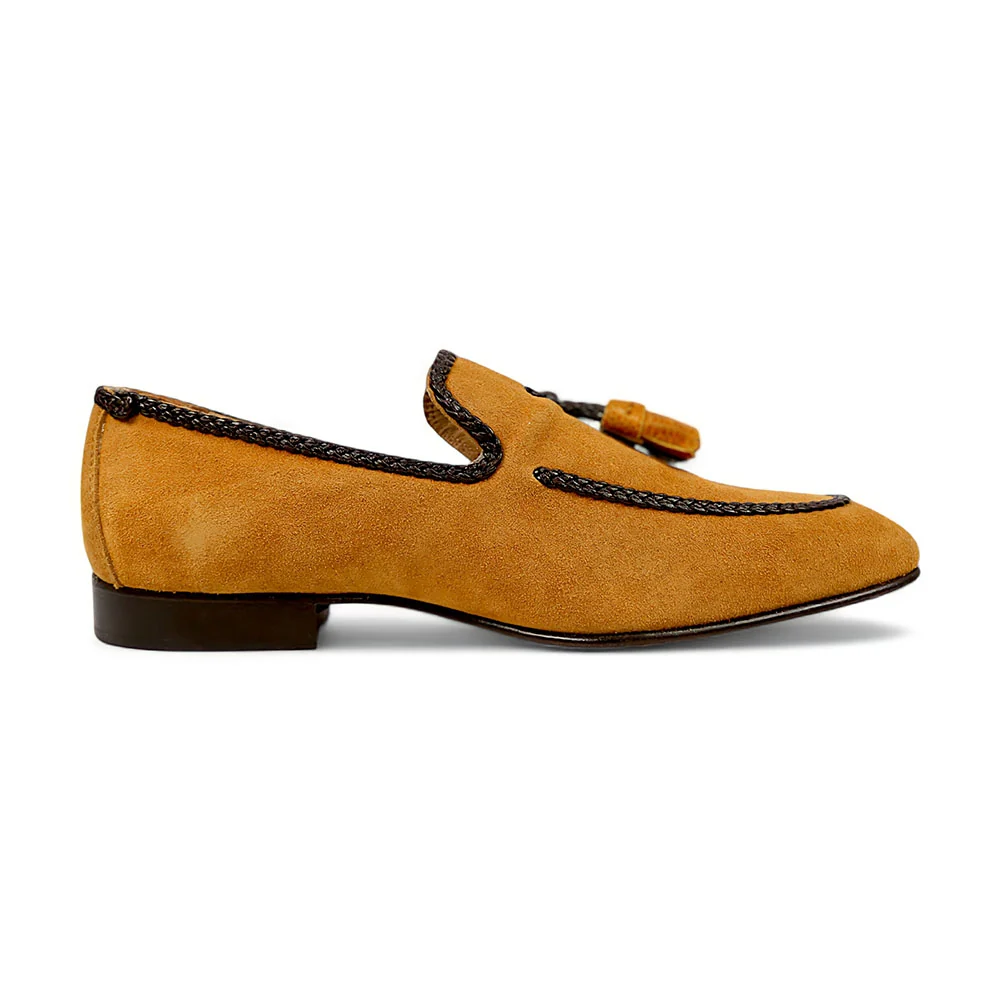 Mauri Chic 3262 Toffee Suede/Ostrich Leg Loafers - Image 2