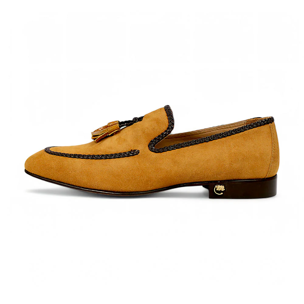 Mauri Chic 3262 Toffee Suede/Ostrich Leg Loafers - Image 3