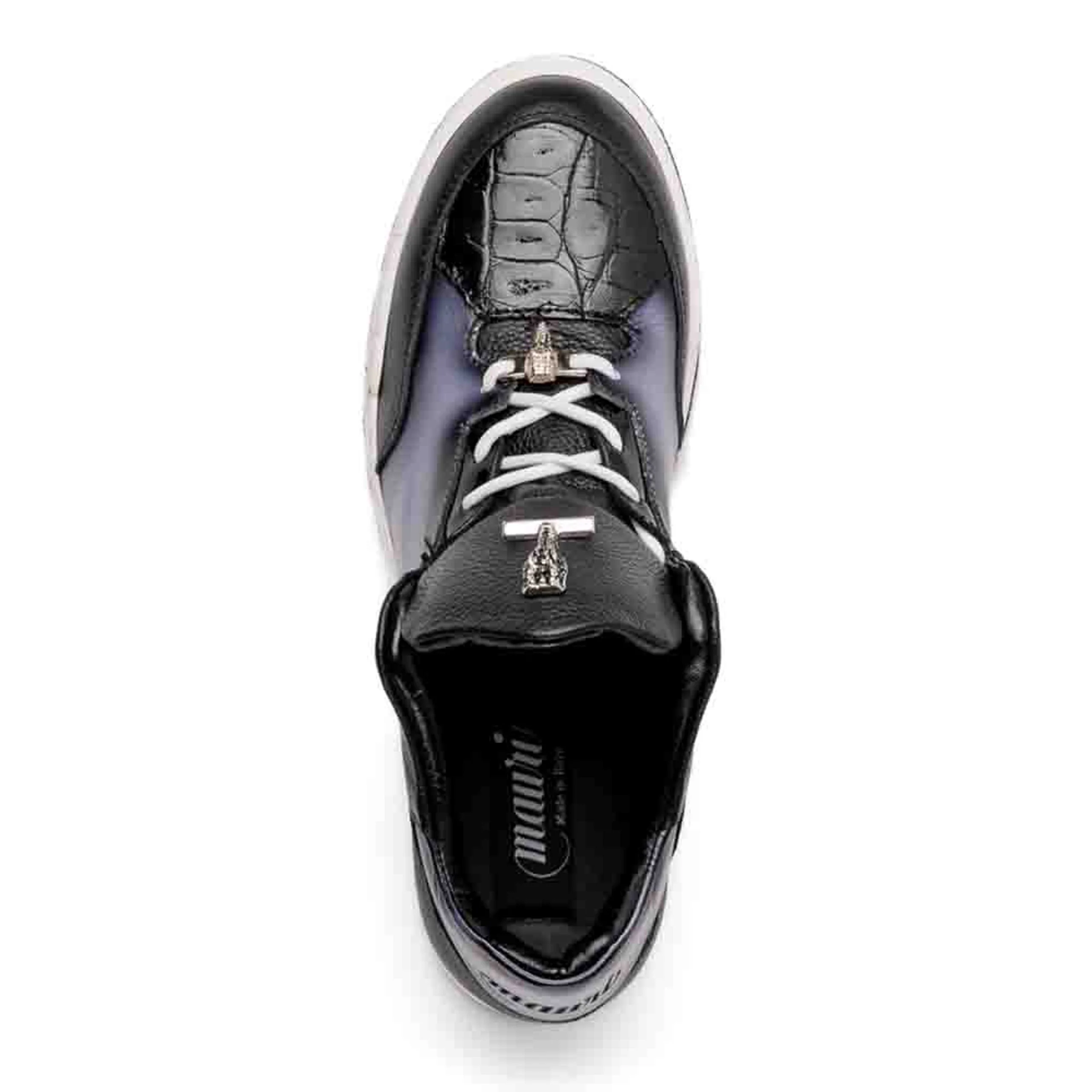 Mauri 8423 Ghost Black/White Dirty Black Baby Crocodile & Nappa Sneakers - Image 3
