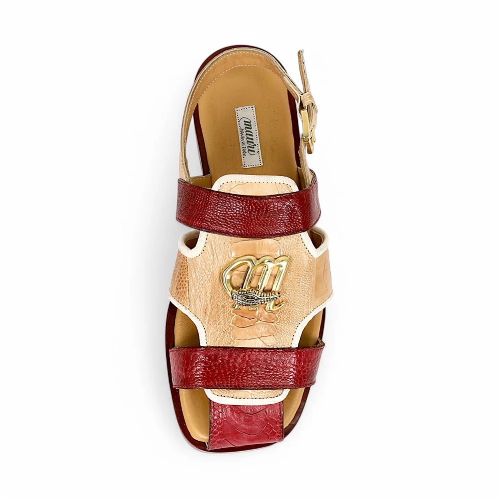 Mauri Jamaica 5191 Red/Cream Ostrich Leg Sandals - Image 4