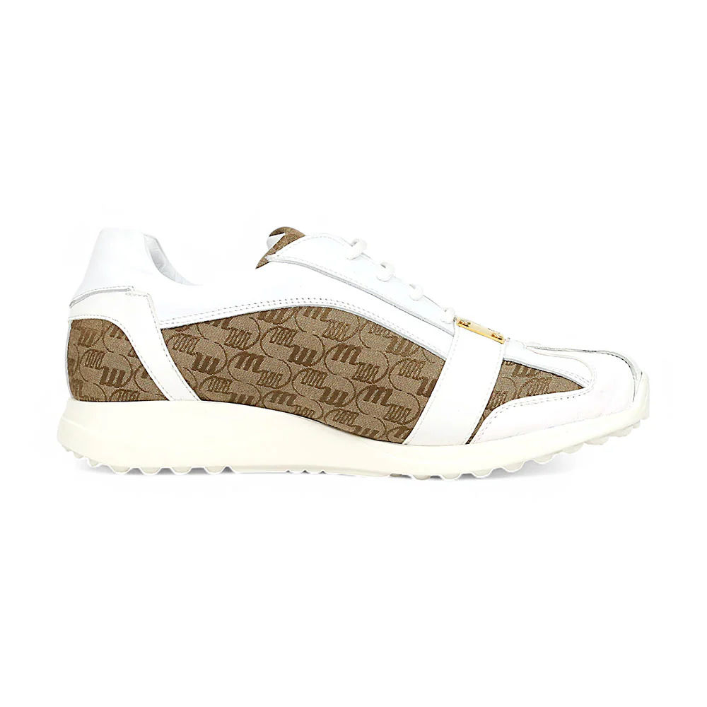 Mauri Kingsman 8665/2 White/Beige Patent/Baby Crocodile/Nappa/Double M-Fabric Sneakers - Image 2