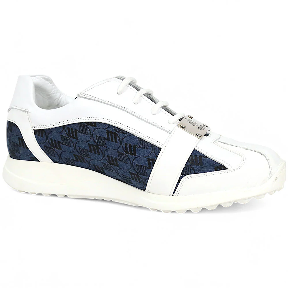 Mauri Kingsman 8665/2 White/Wonder Blue Patent/Baby Crocodile/Nappa/Double M-Fabric Sneakers