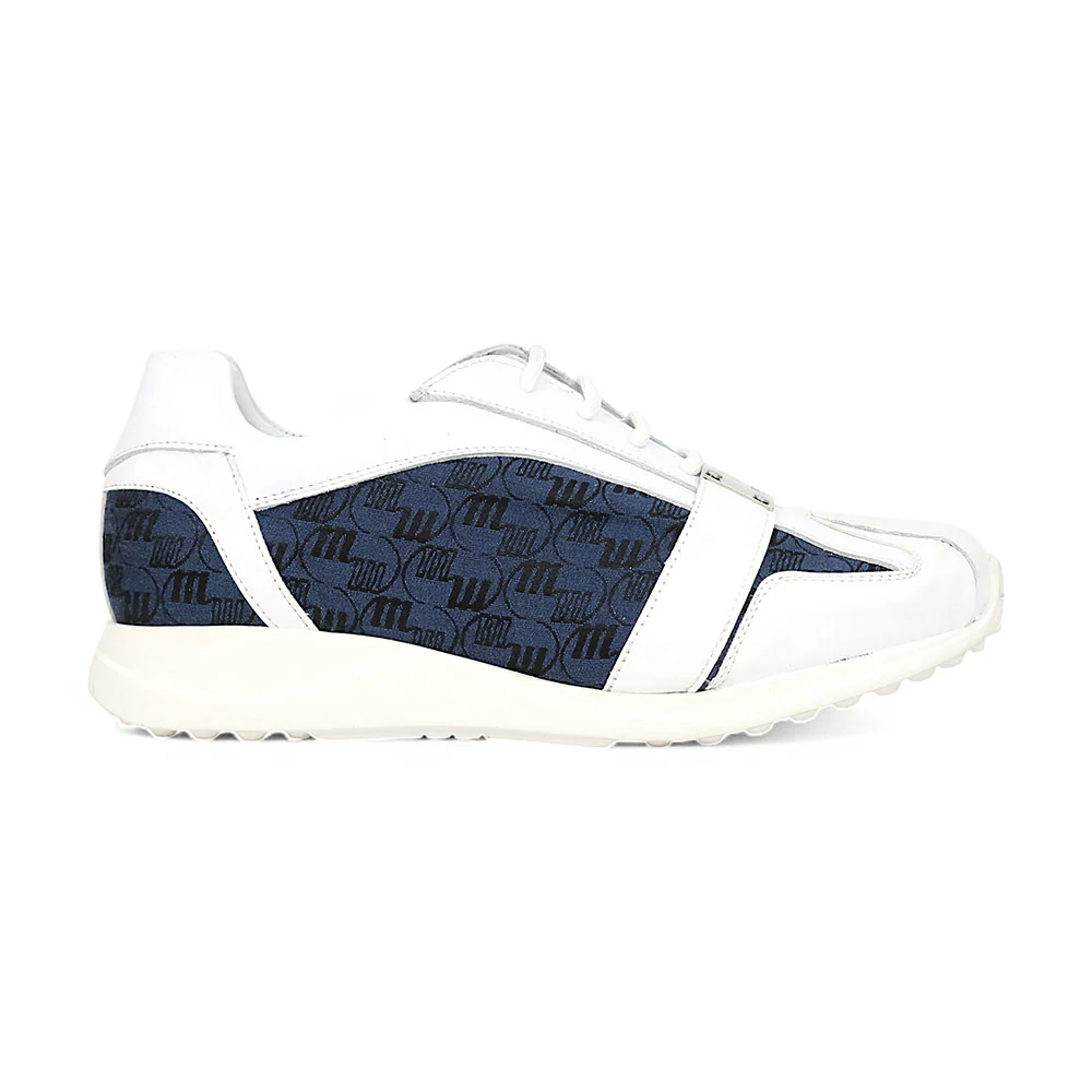 Mauri Kingsman 8665/2 White/Wonder Blue Patent/Baby Crocodile/Nappa/Double M-Fabric Sneakers - Image 2