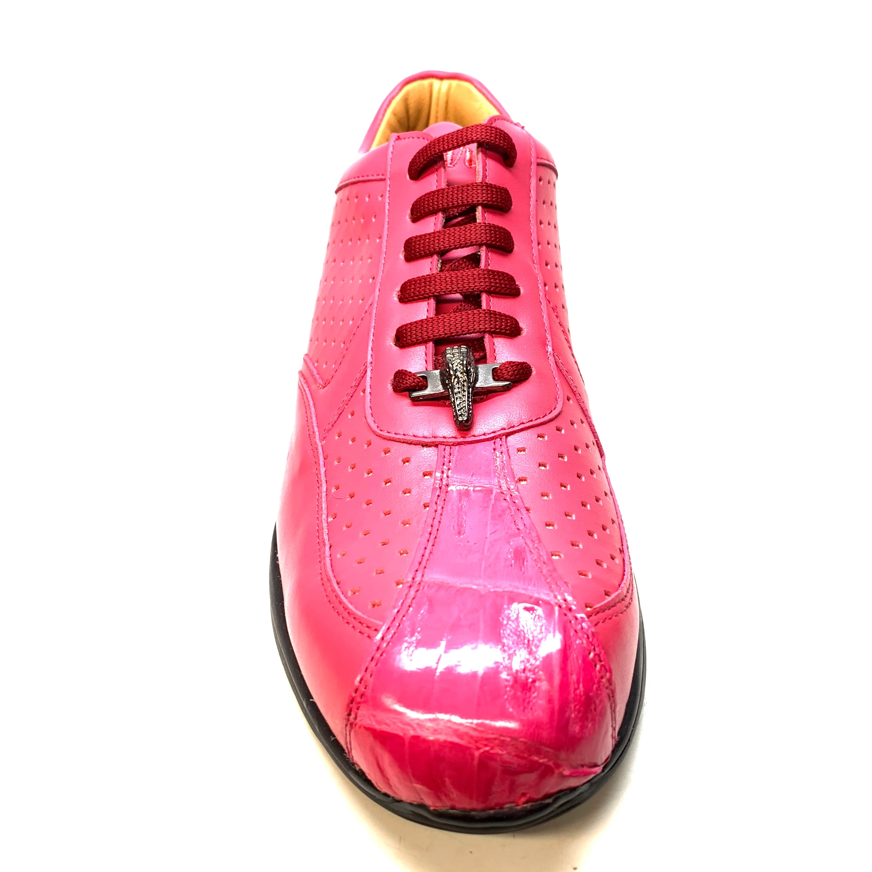 Mauri M770 Fuchsia Crocodile Perforated Nappa Leather Sneaker - Image 2