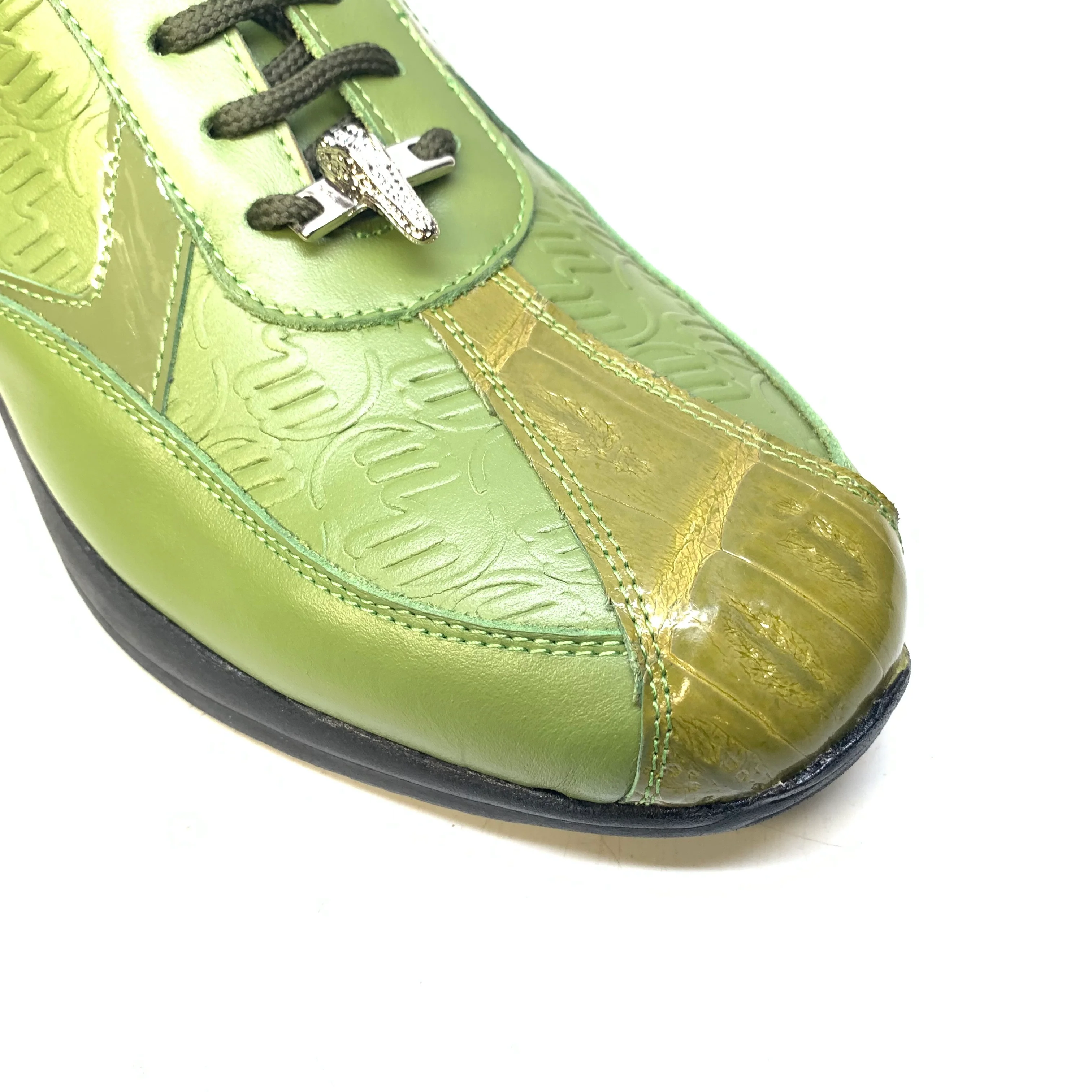 Mauri M770 Green Crocodile Nappa Leather Sneakers - Image 5