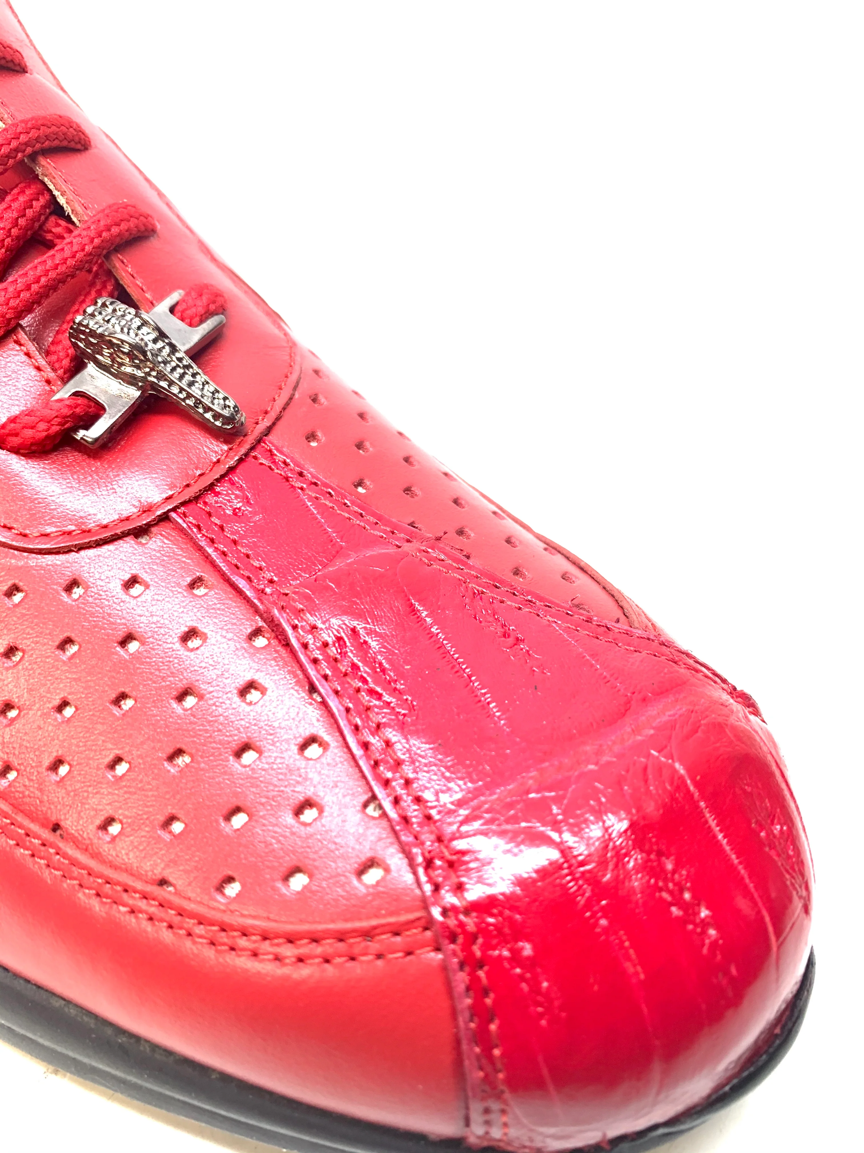 Mauri M770 Red Crocodile Perforated Nappa Leather Sneaker - Image 6