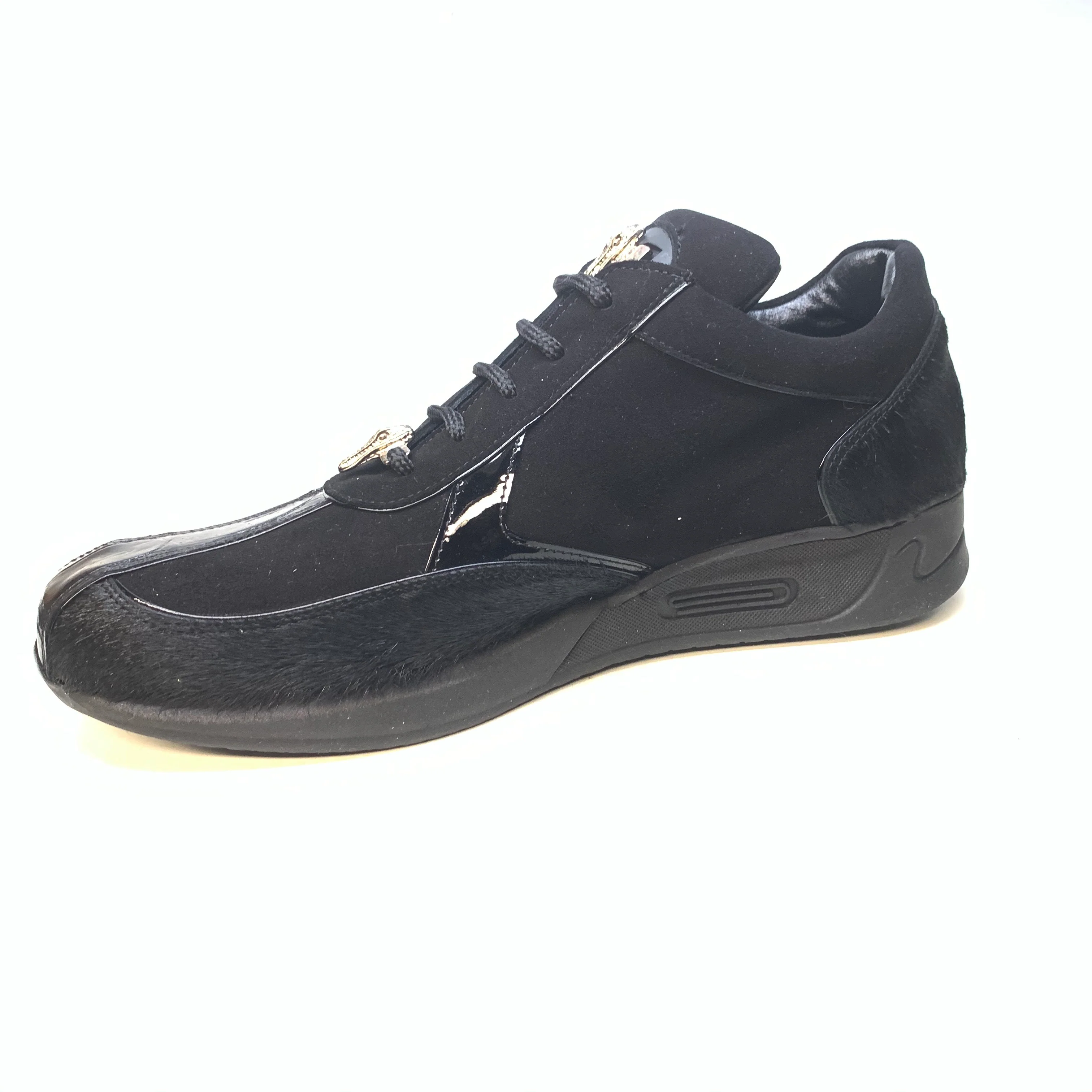 Mauri M791 Black Pony Suede Alligator Sneakers - Image 3
