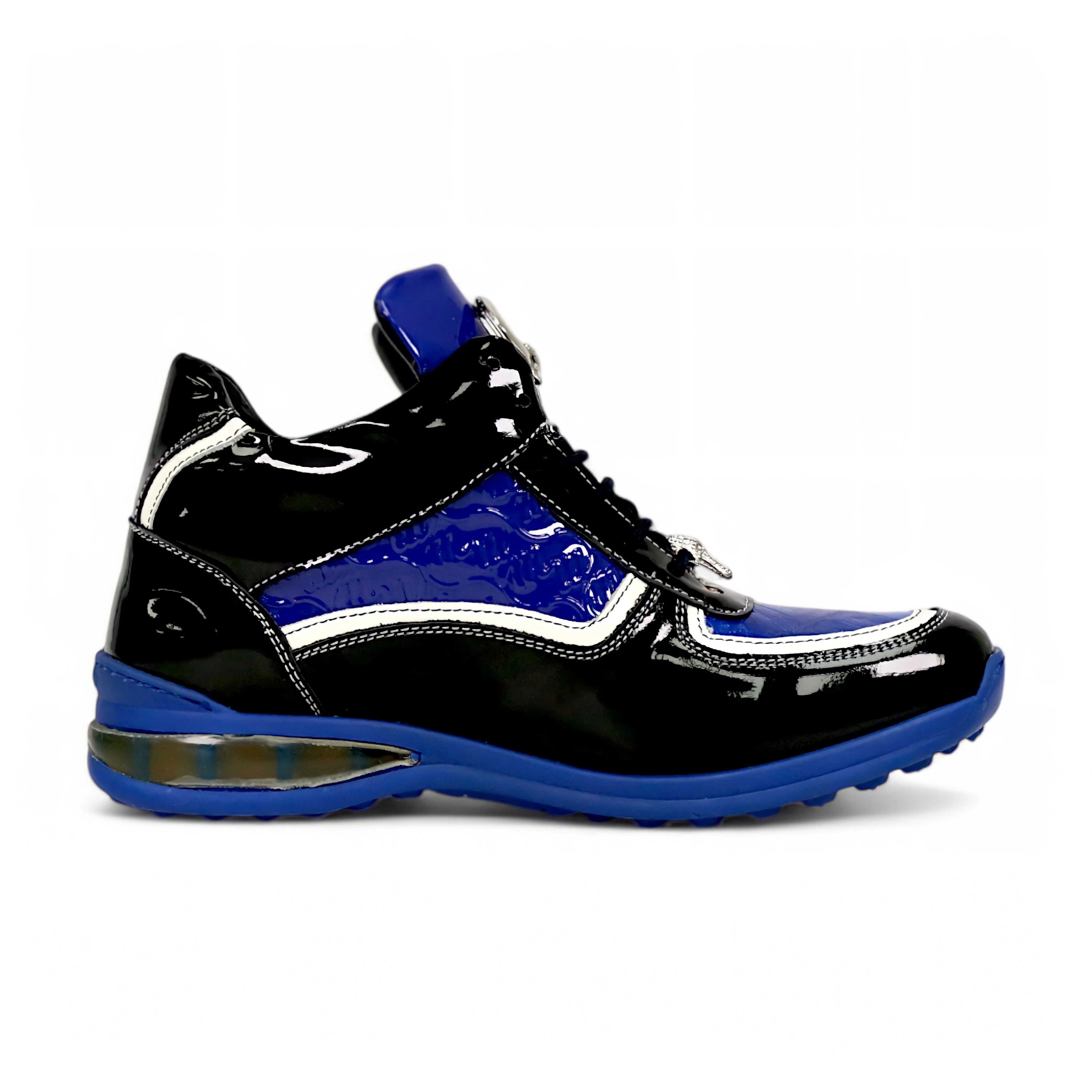 Mauri M797 Black & Blue Baby Croc / Patent Leather Sneakers - Image 3
