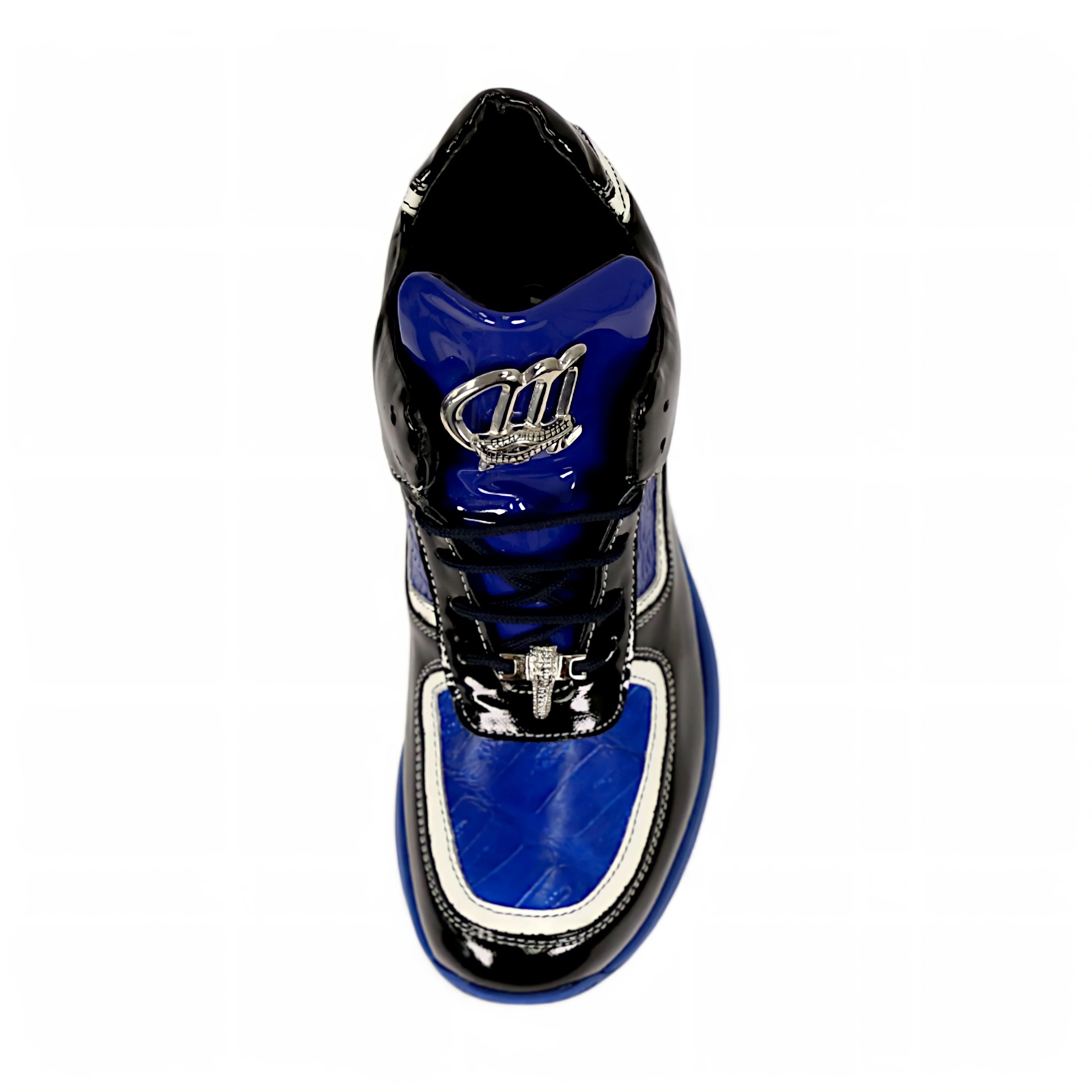 Mauri M797 Black & Blue Baby Croc / Patent Leather Sneakers - Image 4