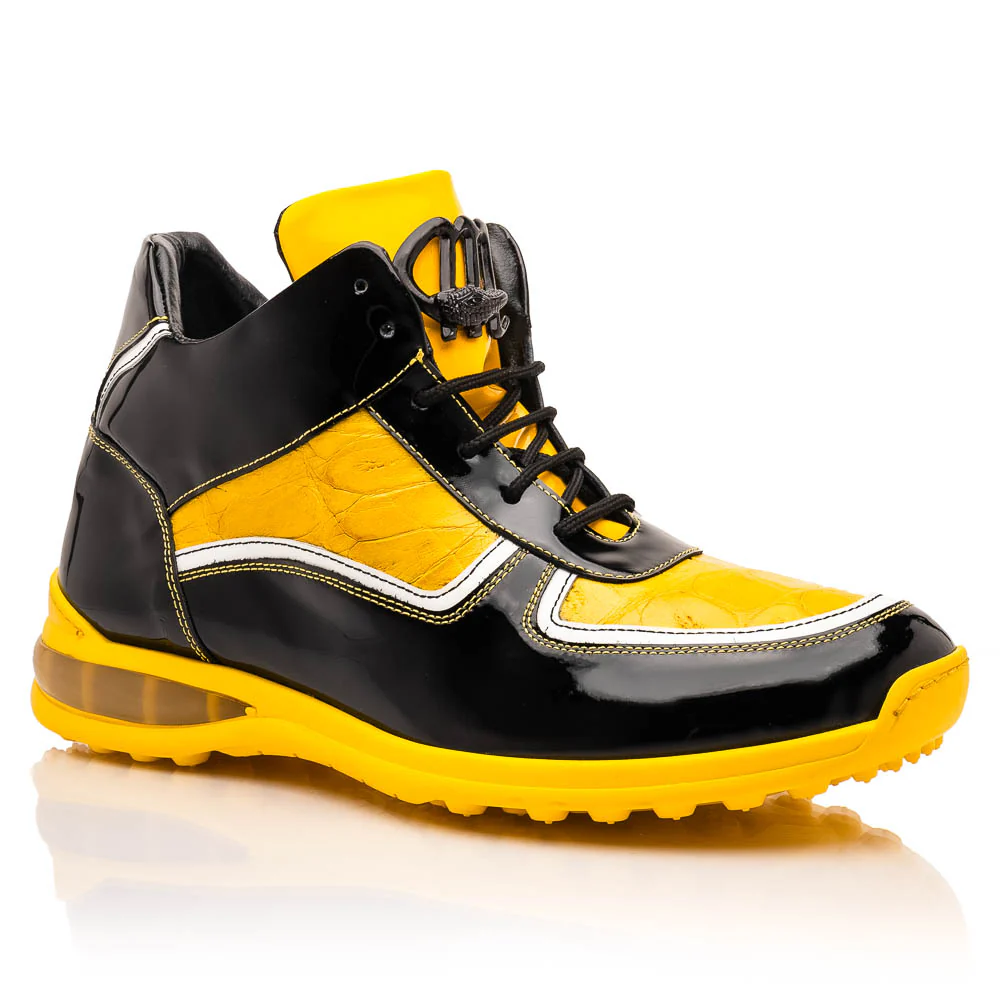 Mauri M797 Black & Yellow Baby Croc / Patent Leather Sneakers