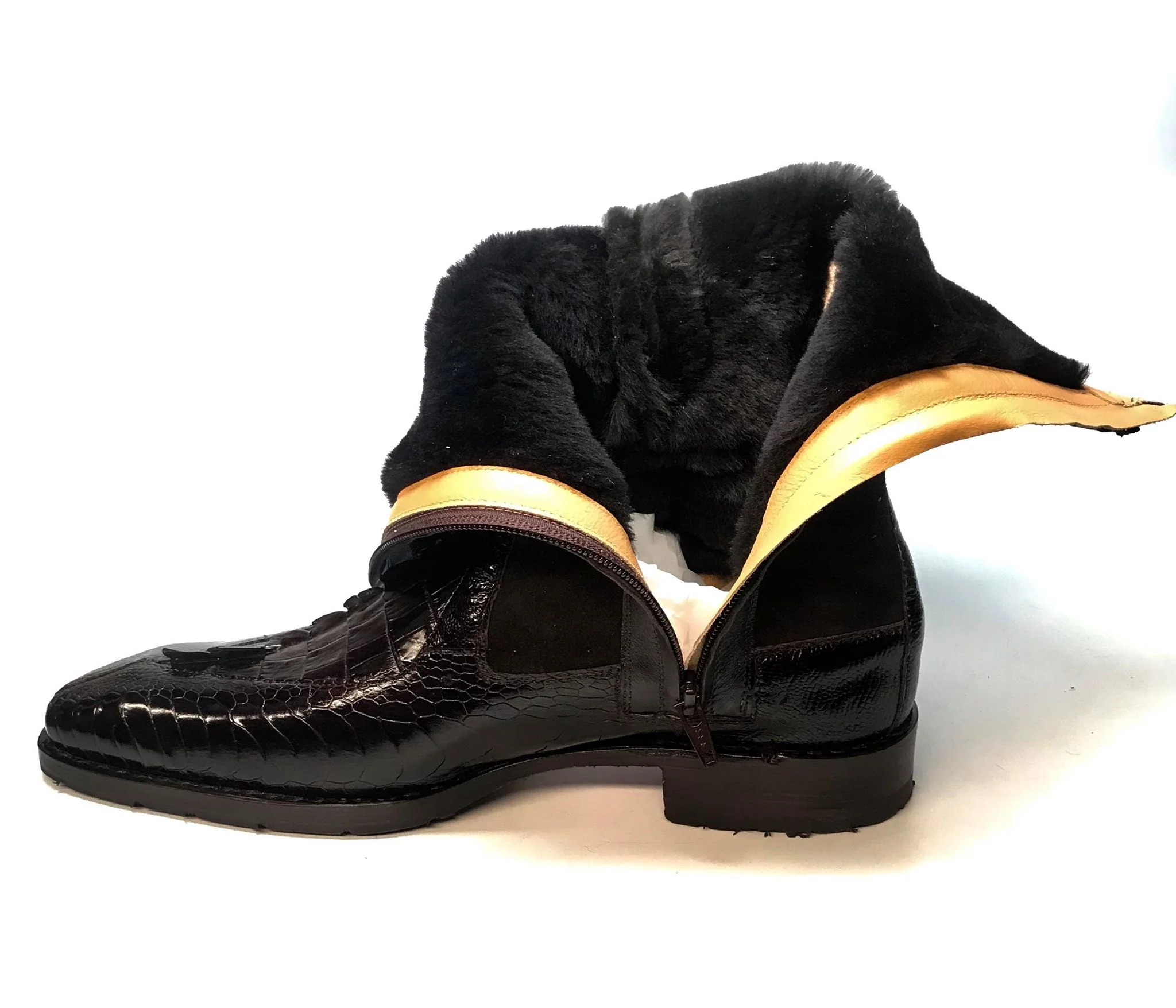 Mauri "Masculine" 2842 Brown Alligator/Ostrich Leg Dress Boots - Image 3