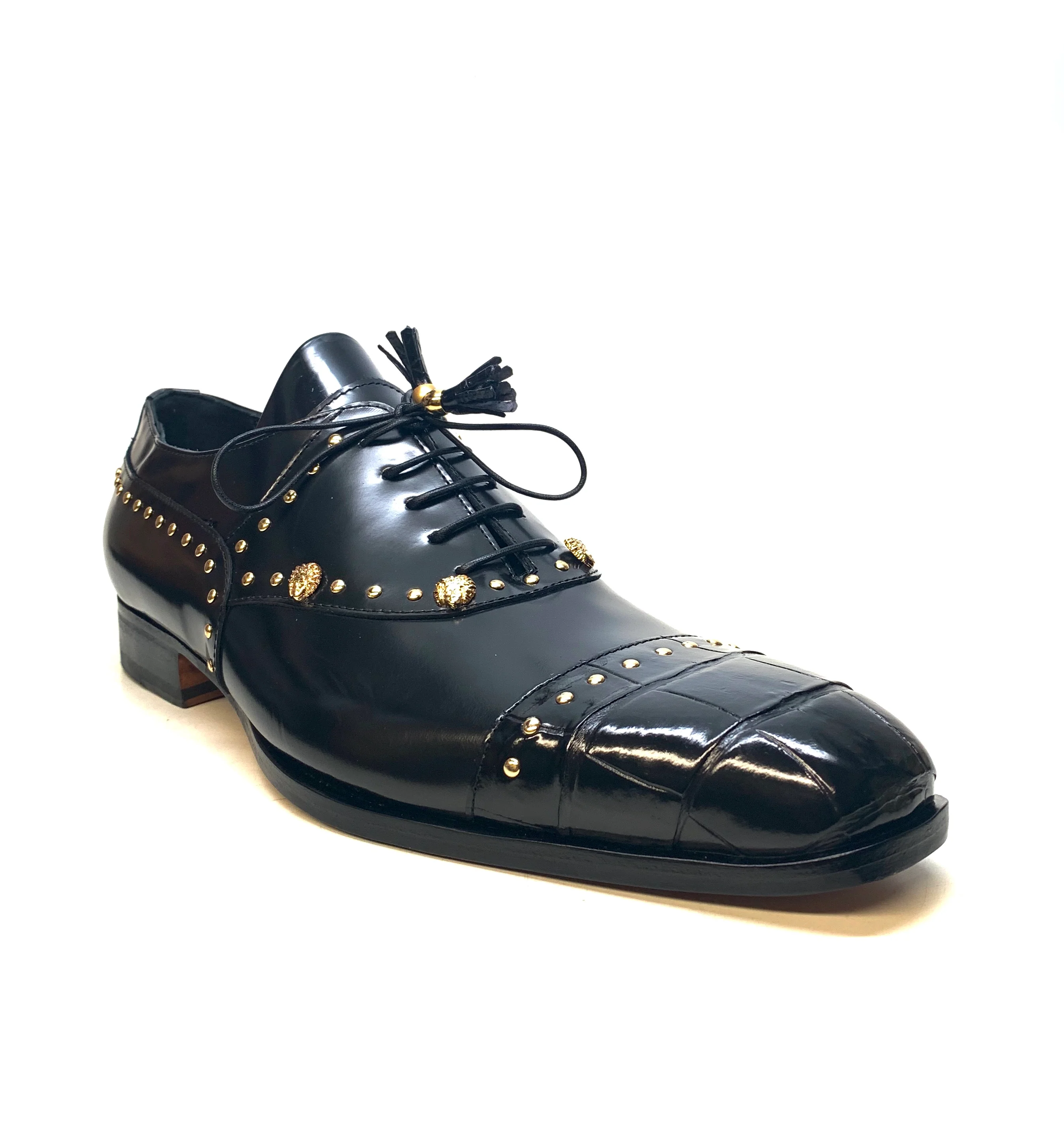 Mauri Men's 4901 "Vegas" Black Alligator Calf Skin Dress Shoes - Image 5