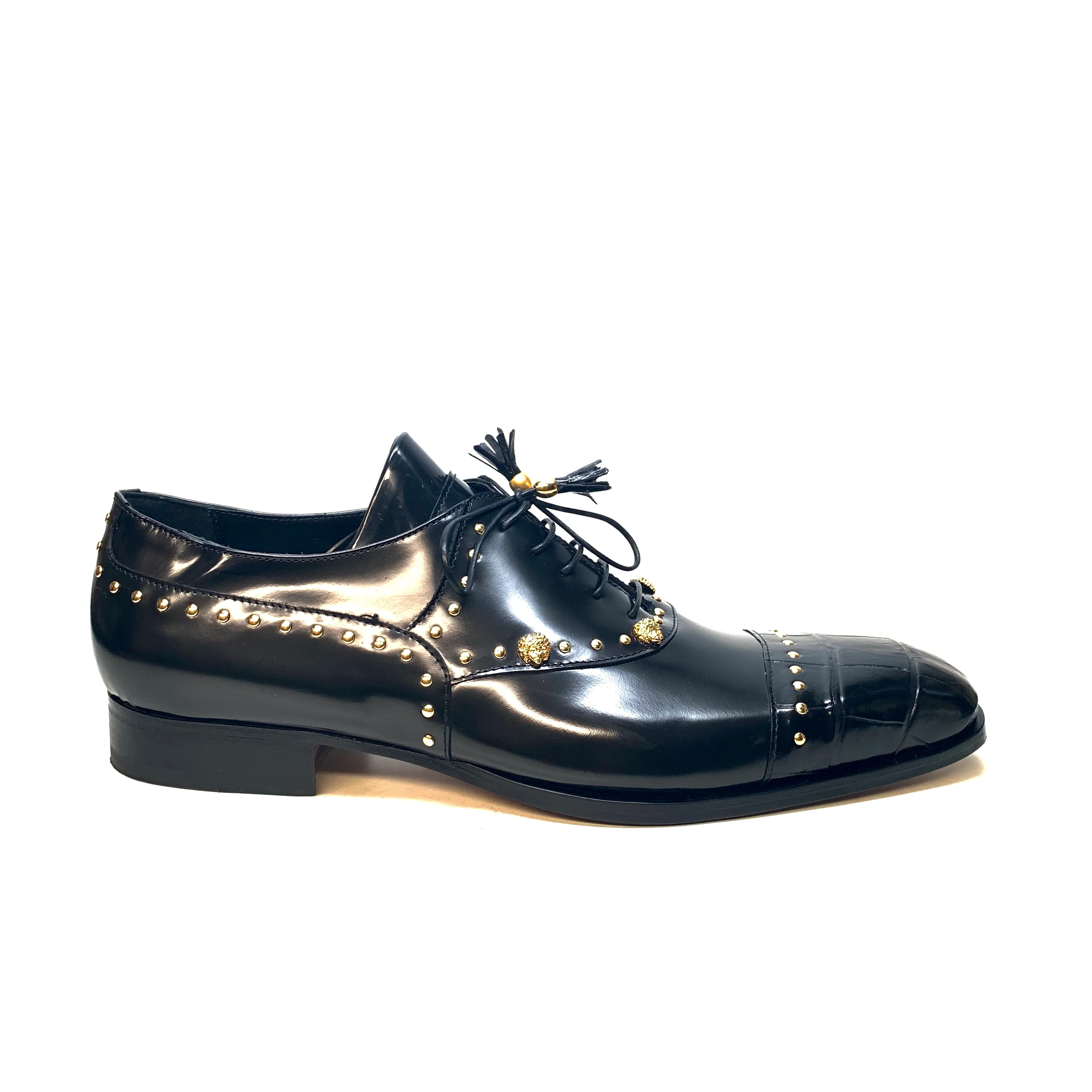 Mauri Men's 4901 "Vegas" Black Alligator Calf Skin Dress Shoes - Image 8